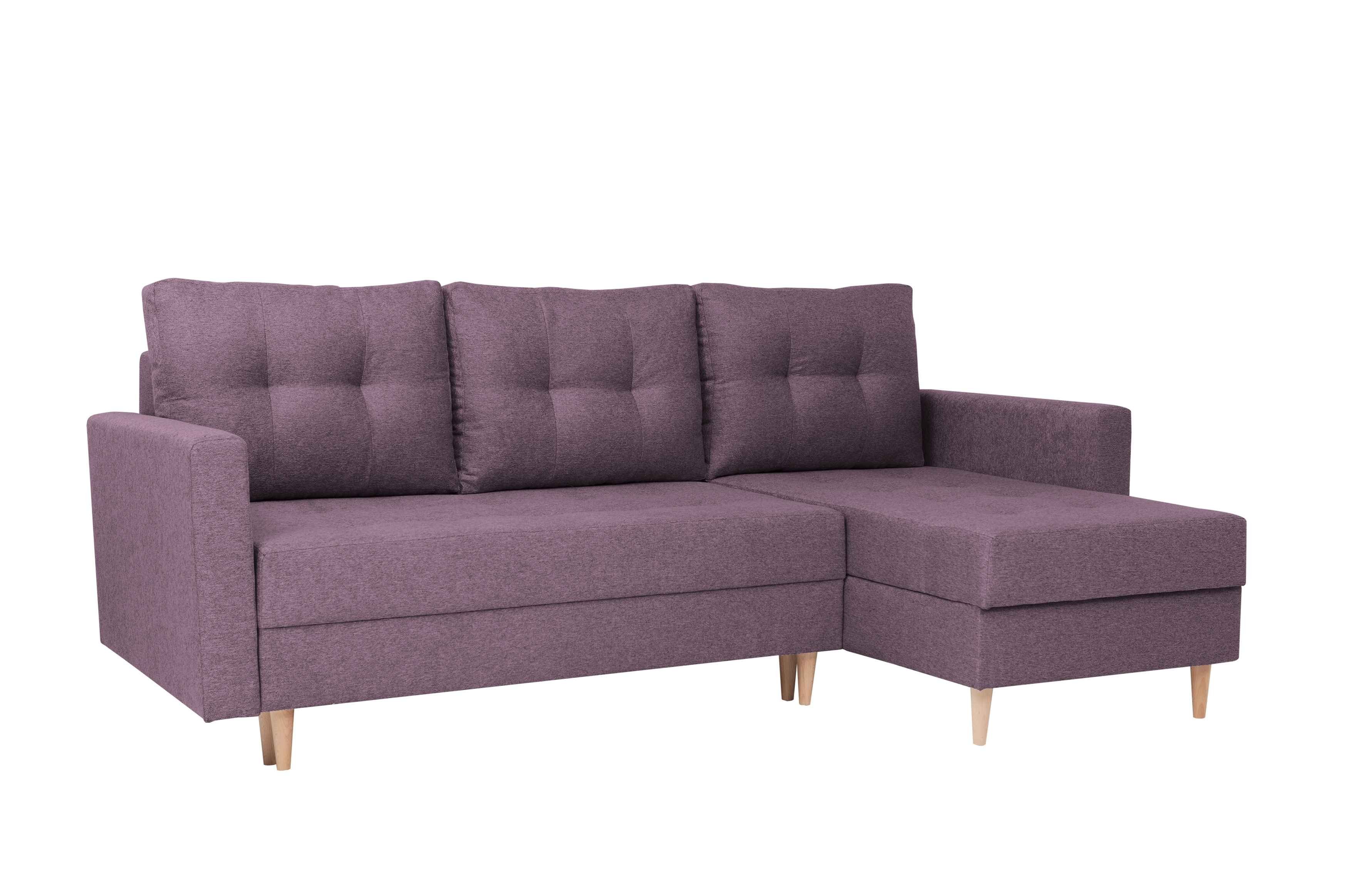 L-Form Polstercouch Schlafsofa Europe Furnix in mit 2 mit Schlaffunktion, Aubergine Made CASIOPEIA Bettkästen, Verarbeitung, KT10 hochwertige