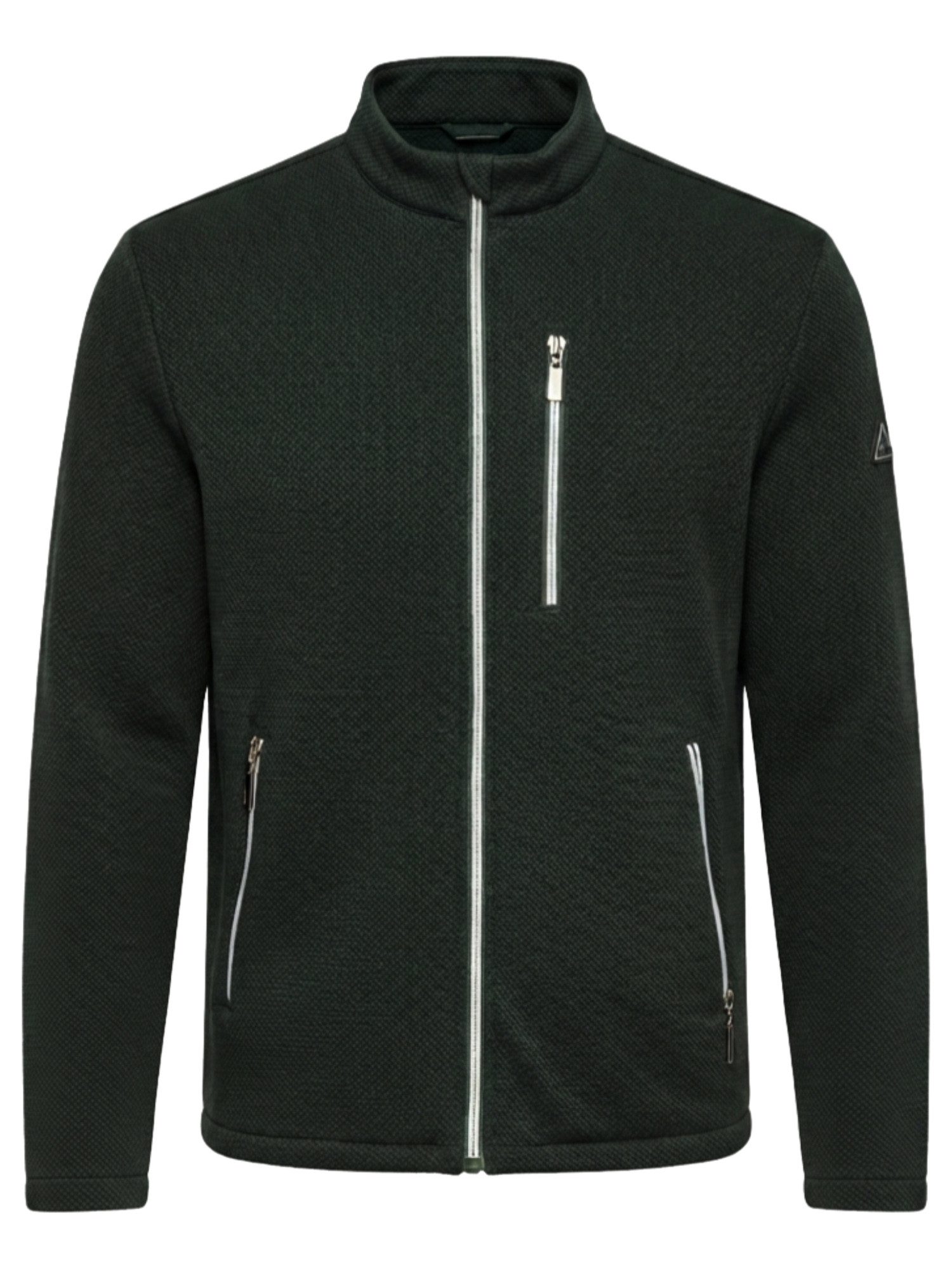 OMBRE Bikerjacke Herren Bikerjacke Slim Fit mit Stehkragen Dunkelgrün S (kein Set, 1-St) in Unifarbe