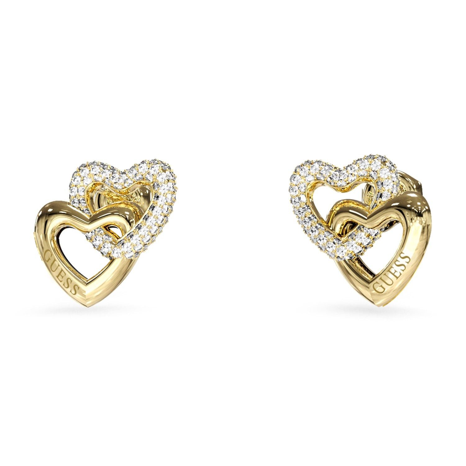 Guess Paar Ohrstecker JUBE06015JWYGT/U, für Damen Herzen Goldfarben