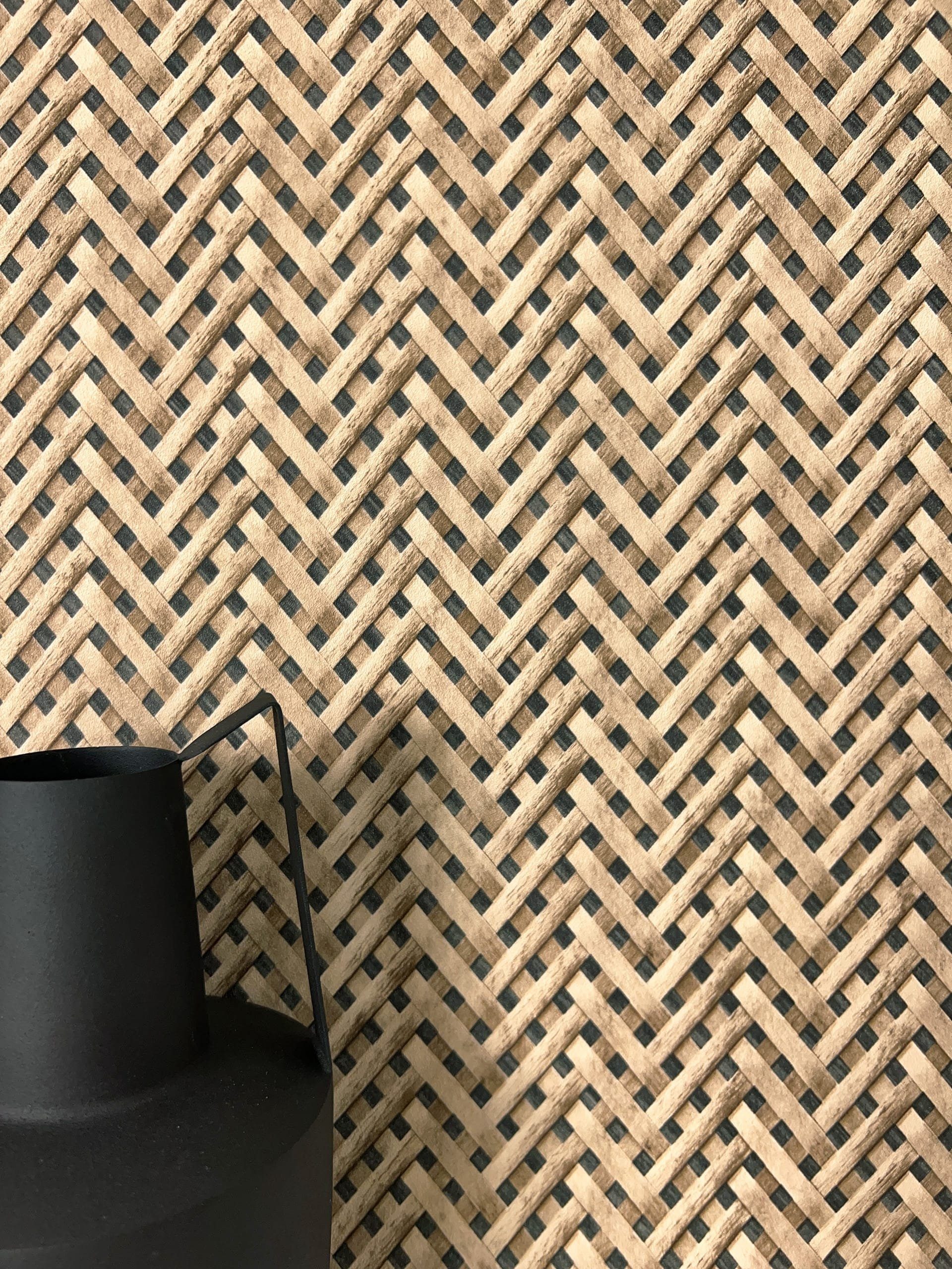 Newroom Vliestapete, Schwarz Tapete Landhaus Rattan günstig online kaufen