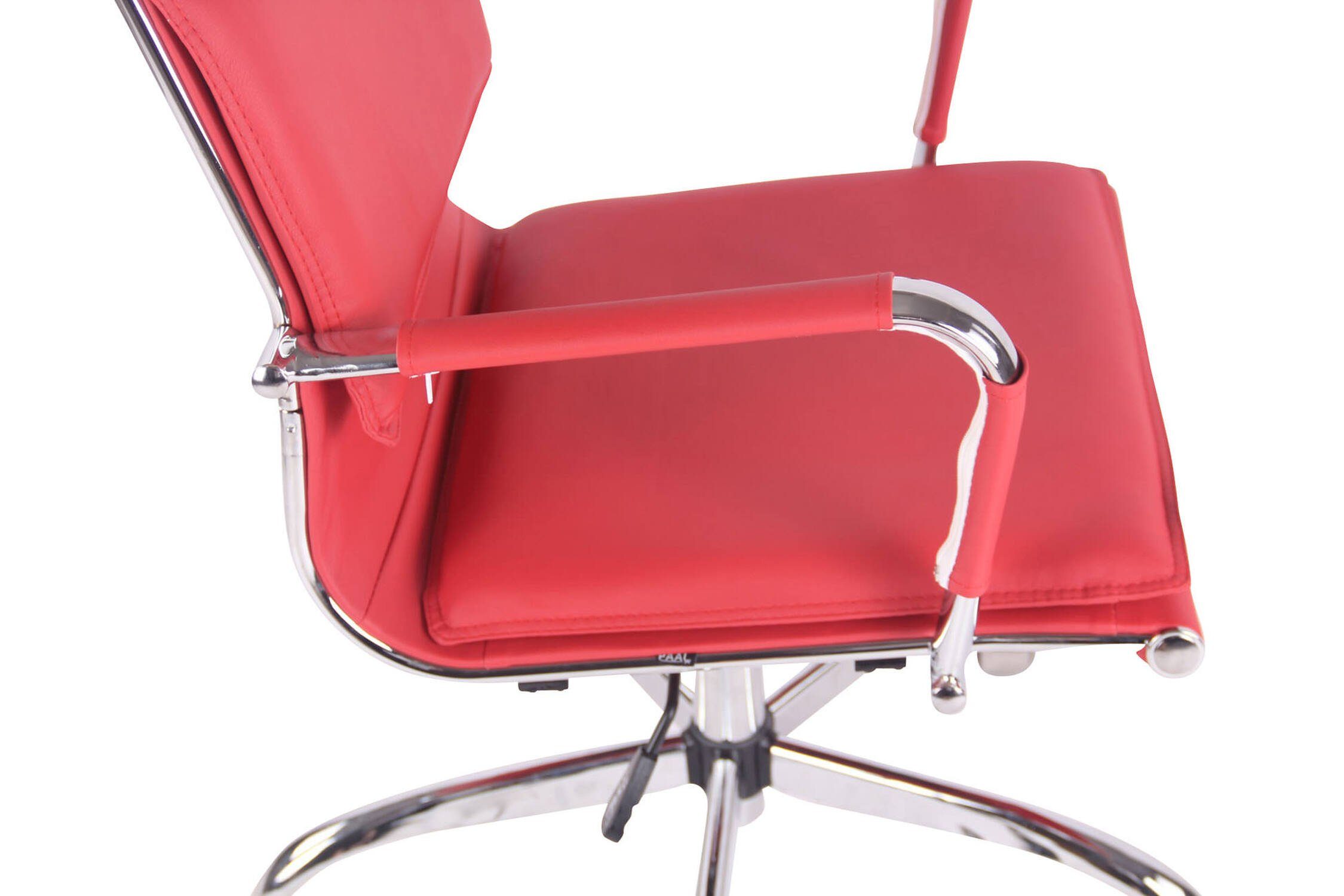 geformter Sitzfläche: Drehstuhl, Rückenlehne Kunstleder (Schreibtischstuhl, bequemer Bürostuhl chrom Metall Beta Gestell: XXL), ergonomisch TPFLiving rot mit Chefsessel, Bürostuhl -