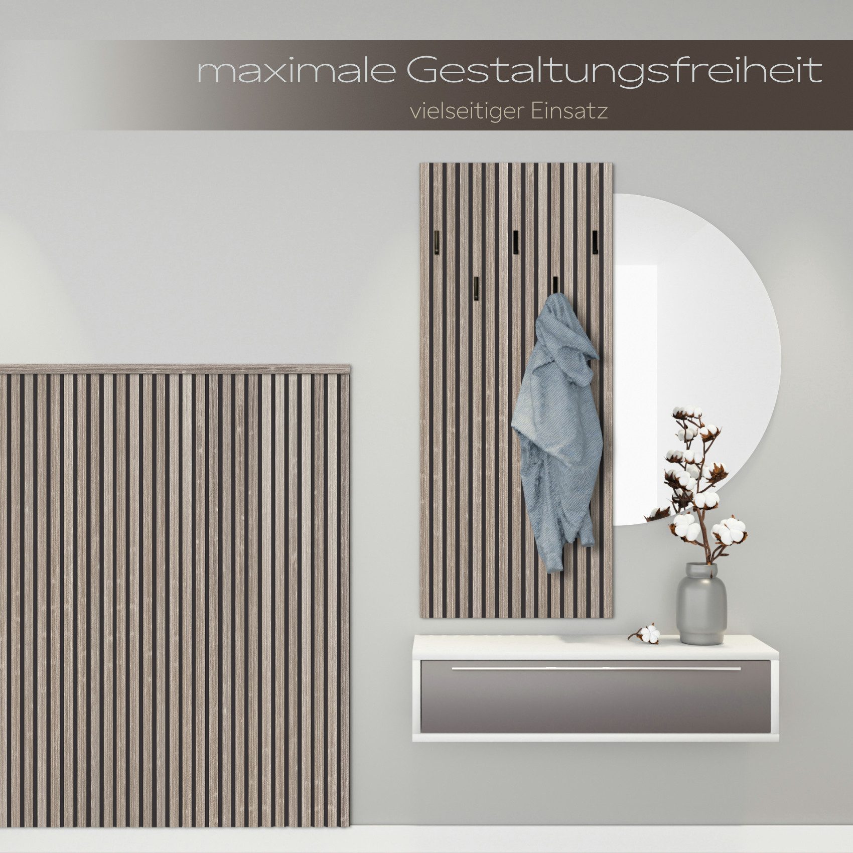 Hexim Wanddekoobjekt (Akustikpaneele 4 Stück 278x60cm Holz Comfort - flexible Lamellenwand MDF Wandpaneele Lamellenverkleidung Wandverkleidung schalldämmend 6.6 – Bild 4 von 5
