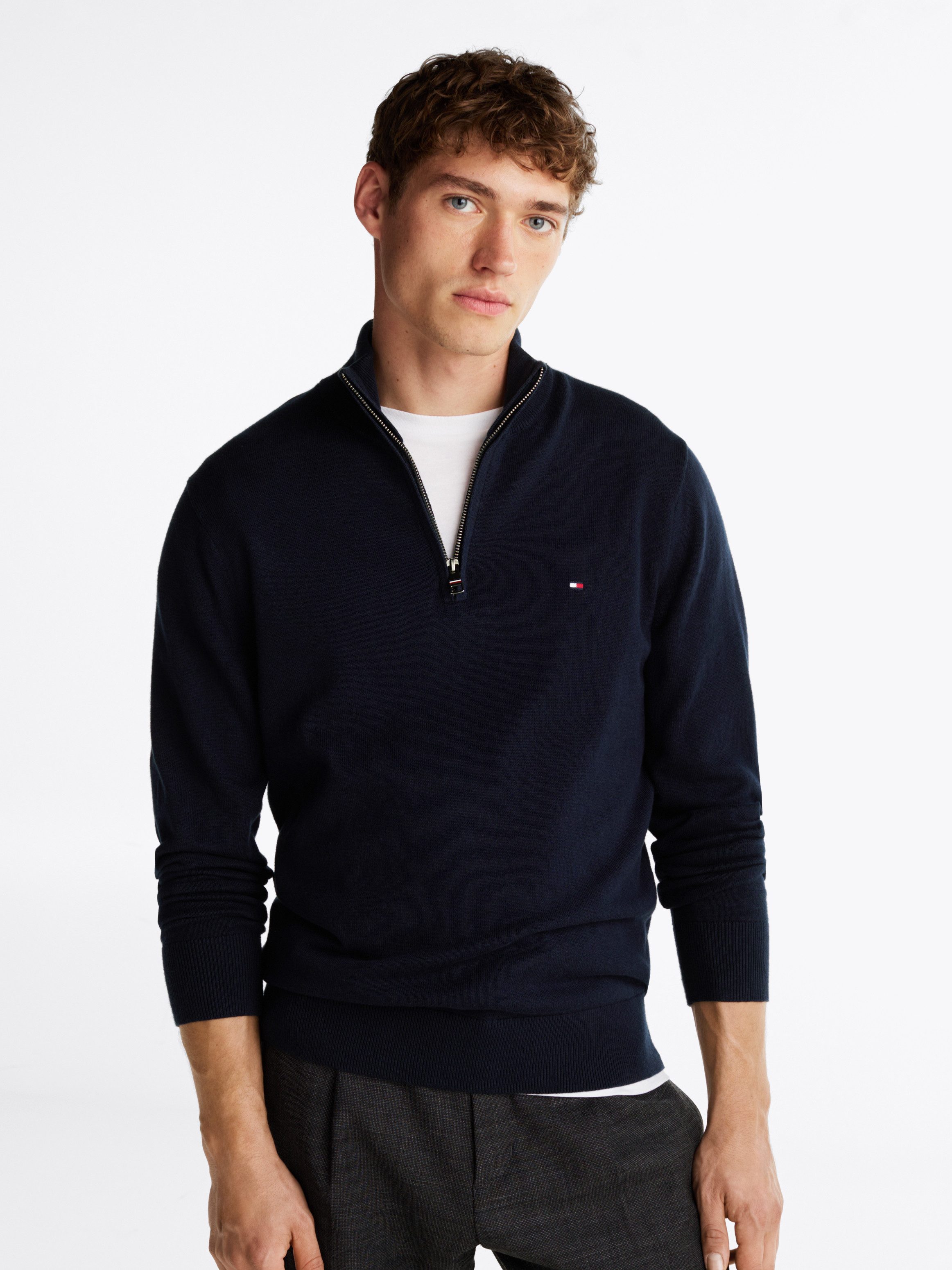 Tommy Hilfiger Troyer PIMA ORG CTN CASHMERE ZIP MOCK