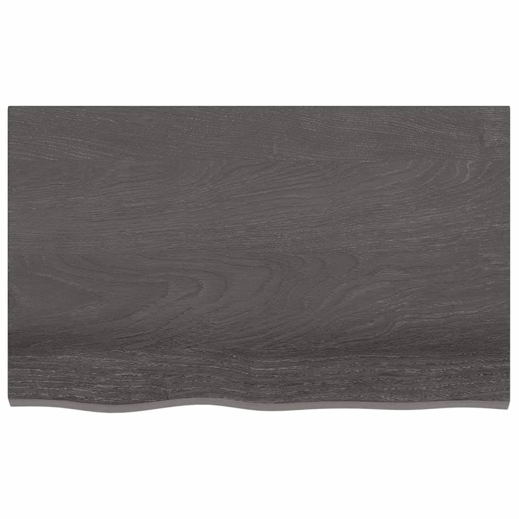 Eiche Tischplatte 80x50x2 cm Massivholz furnicato Dunkelgrau Behandelt