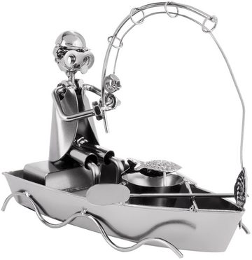 BRUBAKER Dekofigur Schraubenmännchen Angler im Boot (1 St), kunstvolle Metallskulptur für Angler und Fischer