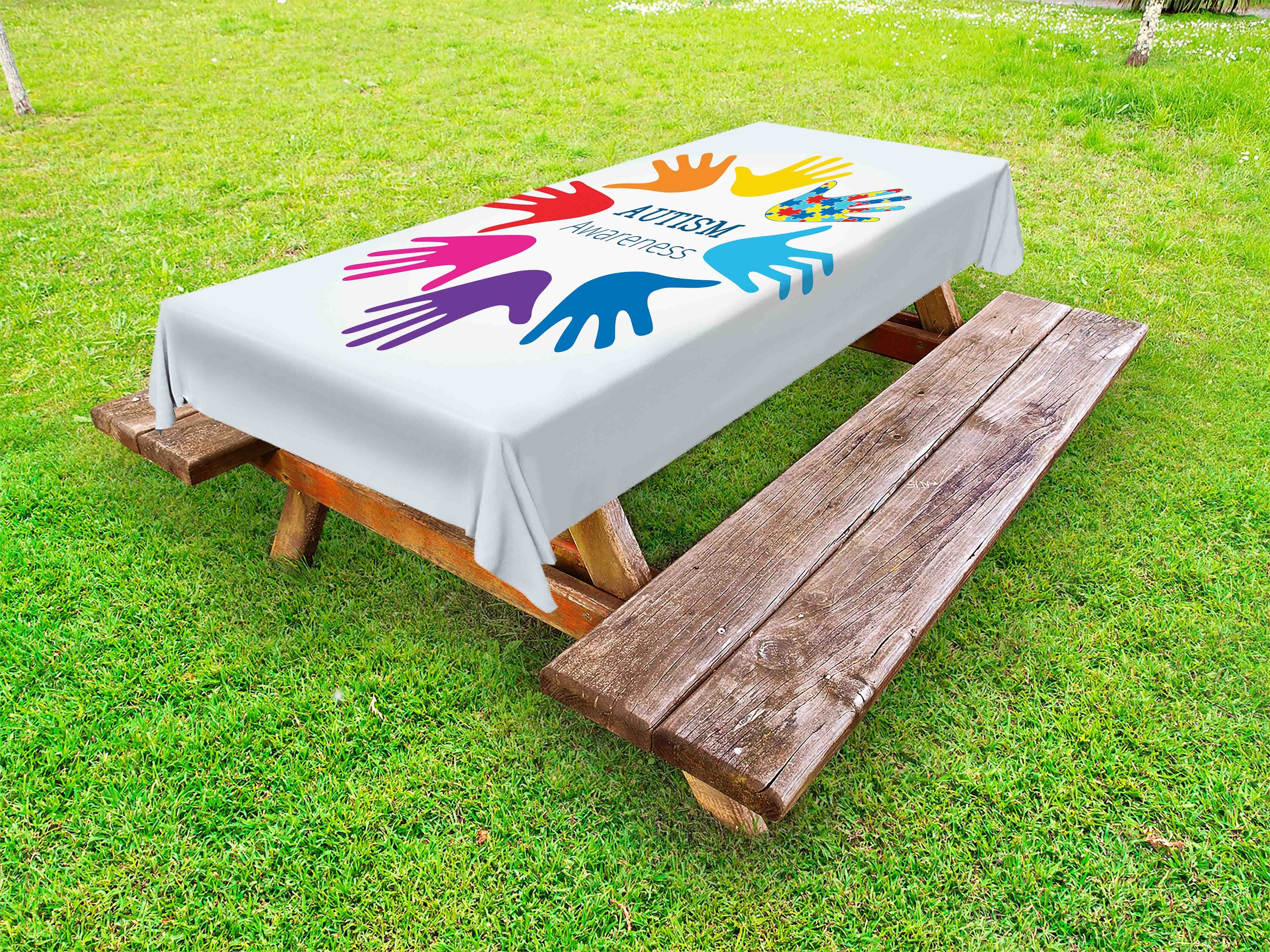 Tischdecke Hände dekorative waschbare Autismus Picknick-Tischdecke, die Unterstützung Symbol Abakuhaus für