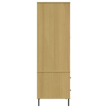 vidaXL Kleiderschrank Kleiderschrank OSLO Metallbeinen Braun 90x55x172,5cm Massivholz