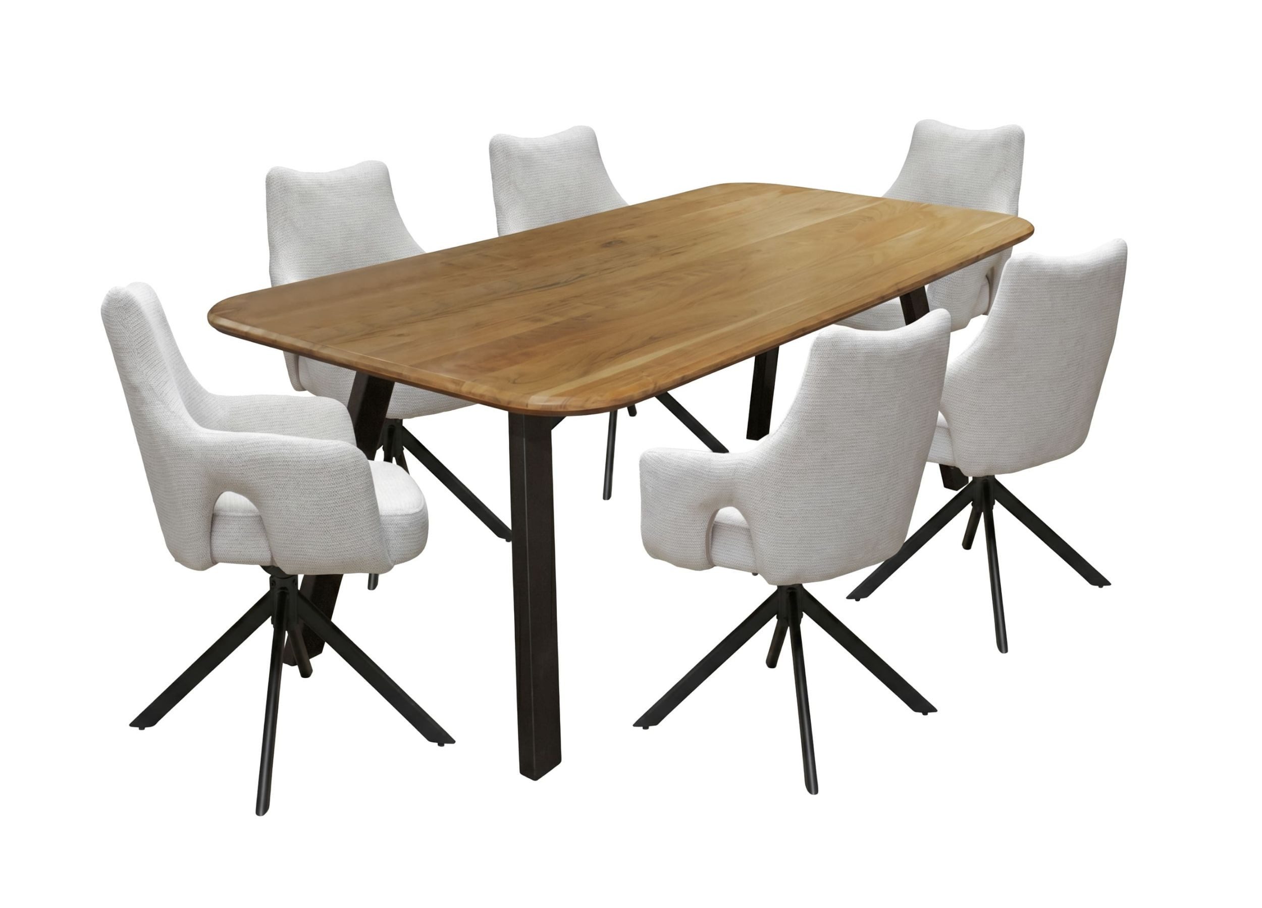 LC Home Essgruppe LC Home Essgruppe Livrono Esstisch Wildeiche Esszimmerstühle Webstoff