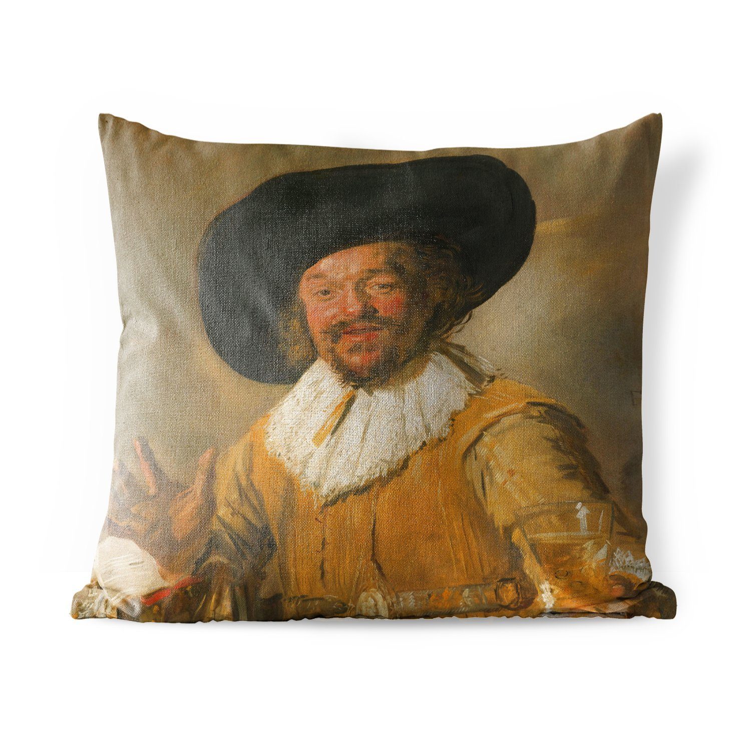 MuchoWow Dekokissen Der fröhliche Trinker - Gemälde von Frans Hals, Kissenbezüge, Kissenhülle, Dekokissen, Dekokissenbezug, Outdoor