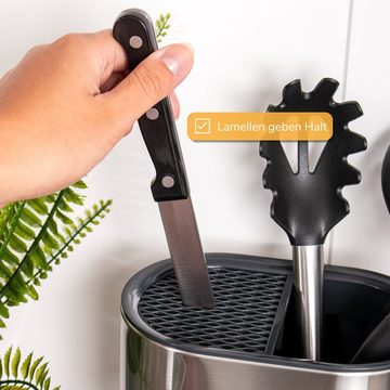 bremermann Messerblock Messerblock mit Küchen-Utensilienbehälter aus Edelstahl