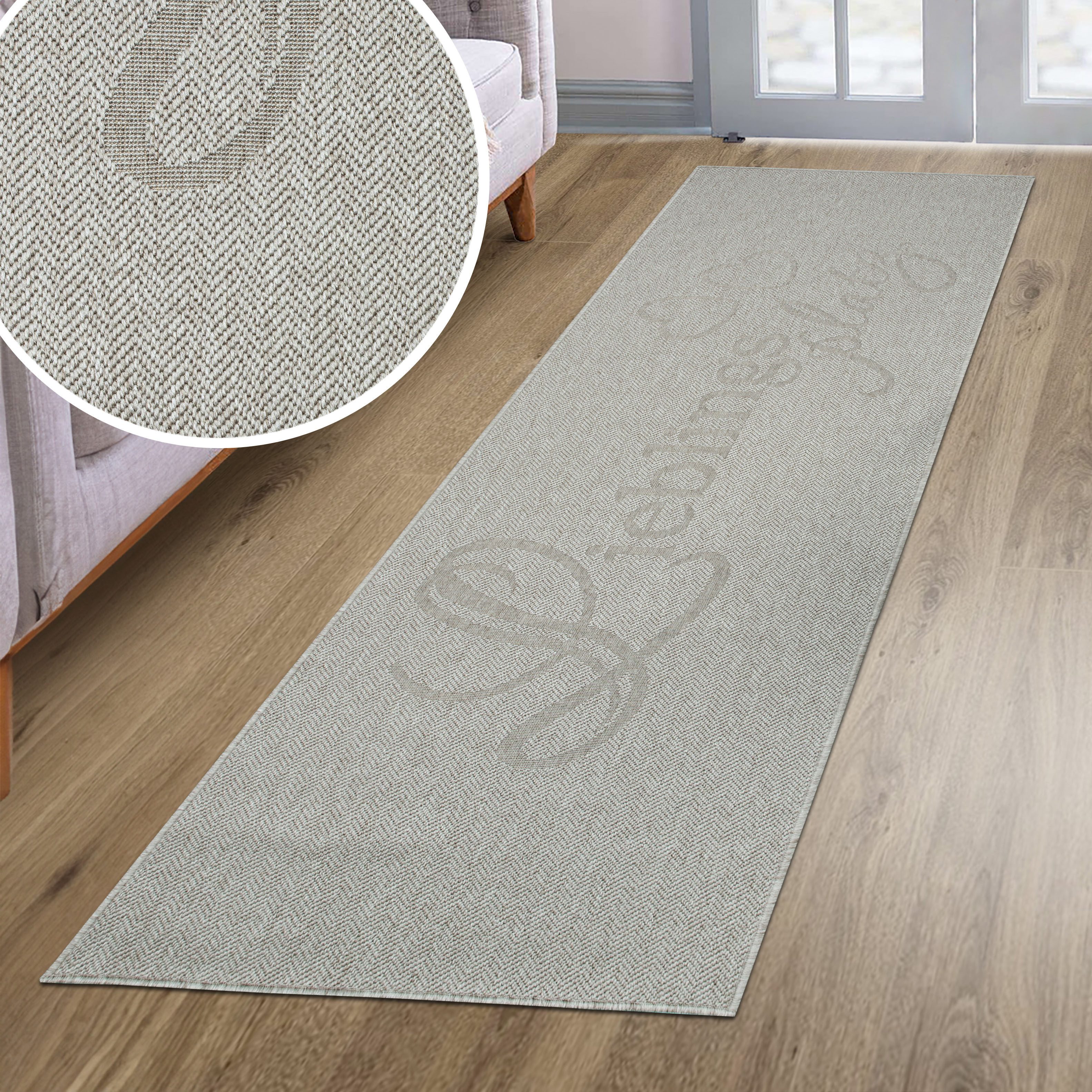 OTTO home Läufer Lieblingsplatz, mit Schriftzug, In- und Outdoor geeignet, rechteckig, Höhe: 5 mm, Wetterfest, UV-beständig, Küchenläufer, Camping, Balkon