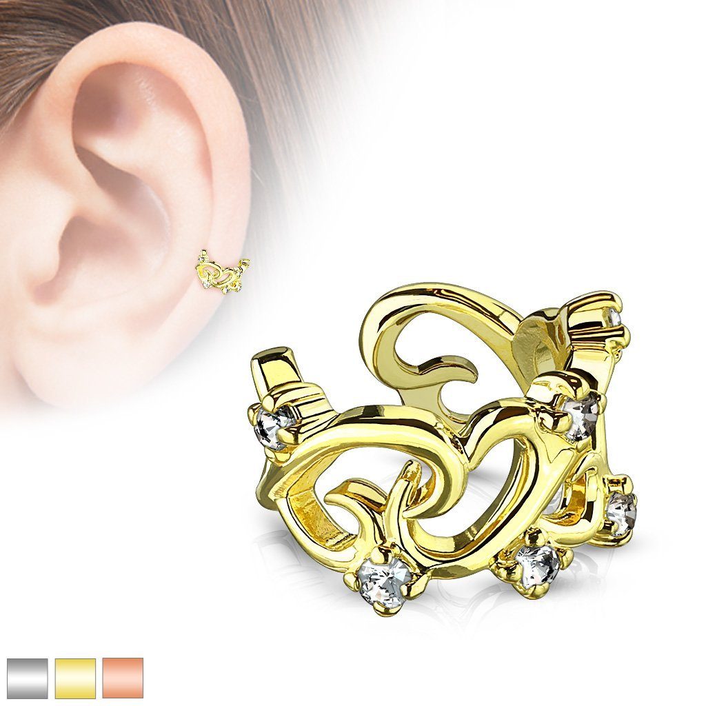 BUNGSA Ohrklemme Brass (1 mit Unise verschiedene aus Kristall 1-tlg), Ohrschmuck Ohrklemme Ornament Ohrringe Stück, Varianten