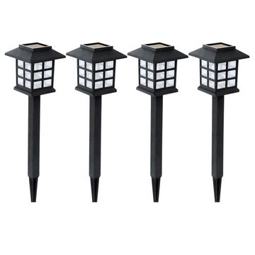 etc-shop LED Gartenleuchte, LED-Leuchtmittel fest verbaut, 4er Set LED Solar Lampen Garten Steck Leuchten Terrassen Außen