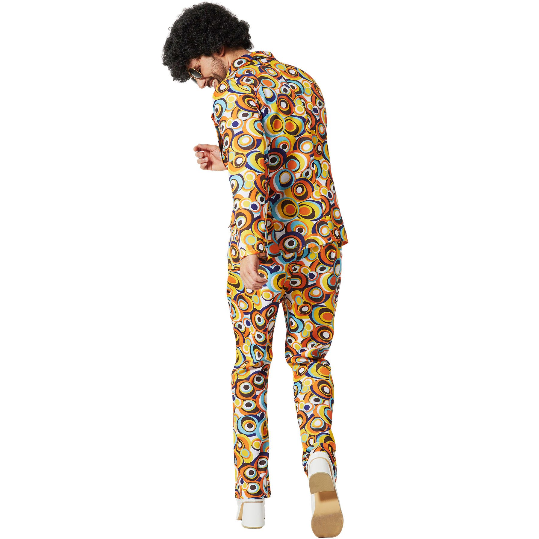 dressforfun Hippie-Kostüm Herrenkostüm, Kreis-Muster in bunten Farben.