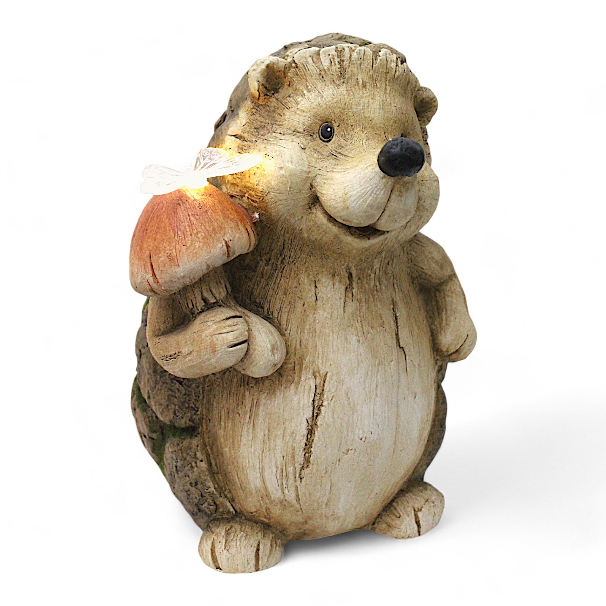 Arnusa Gartenfigur Solarlampe Igel mit Schmetterling Holzoptik Gartendeko 3 günstig online kaufen