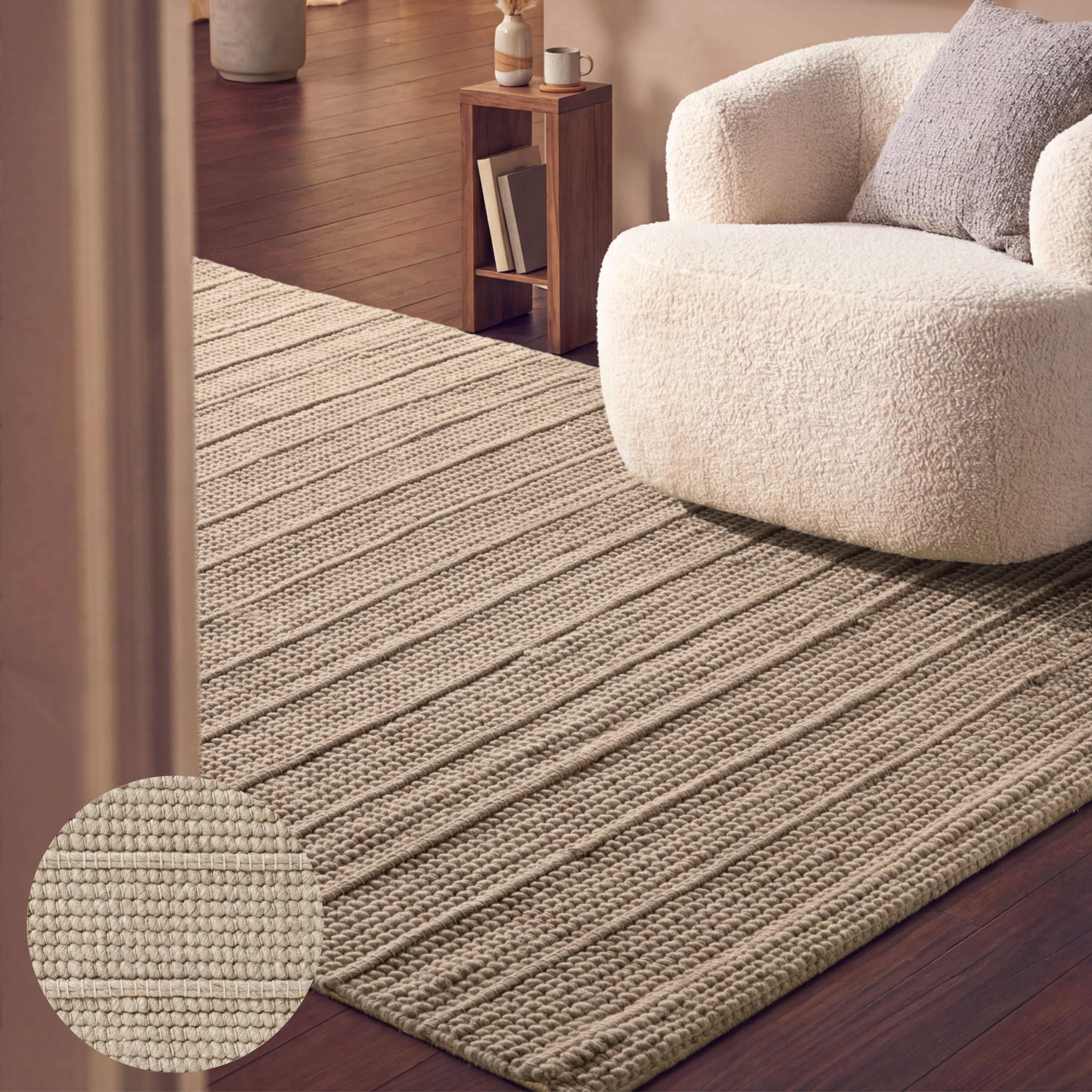 Ted Baker Wollteppich Parker, rechteckig, Höhe: 7 mm, Wolle, Natur, handgewebt, Wohnzimmer, Schlafzimmer, Boho, Skandi