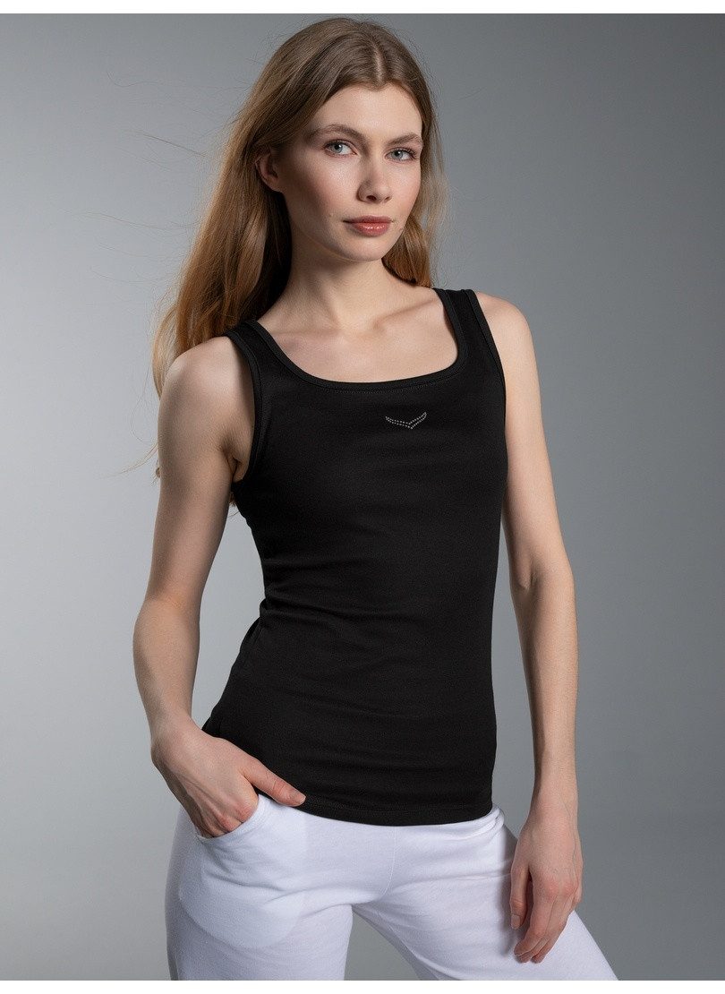 Trigema Tanktop TRIGEMA Trägershirt mit Kristallsteinen (1-tlg)