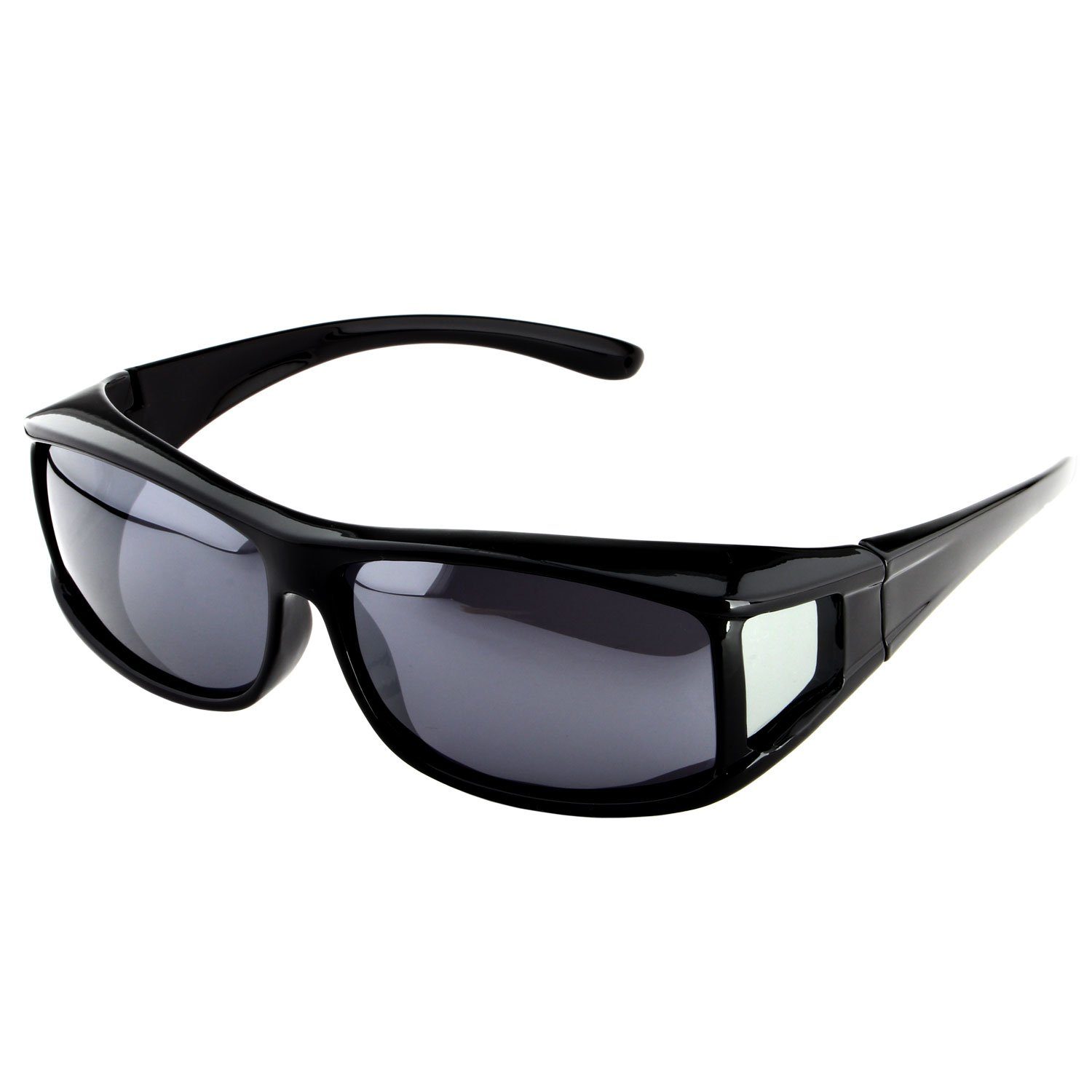 ActiveSol SUNGLASSES Sonnenbrille Überziehsonnenbrille Classic für Herren polarisierte, UV 400 Schwarz Glänzend