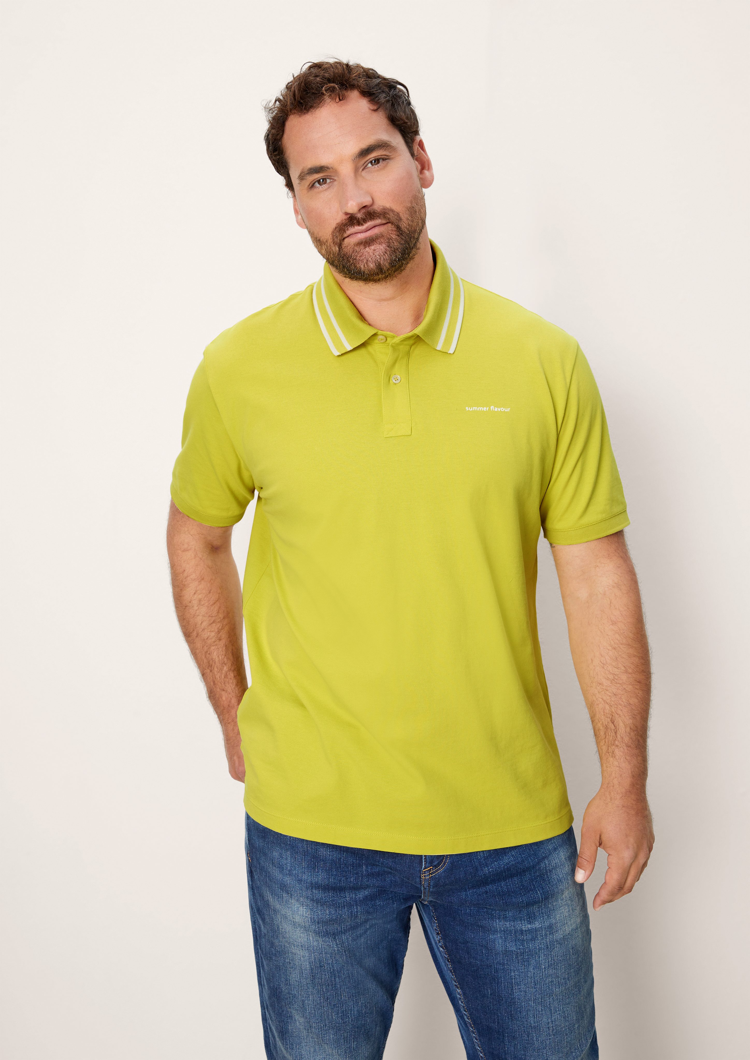 s.Oliver Poloshirt Poloshirt mit Kontraststreifen Kontrast-Details,  Streifen-Detail