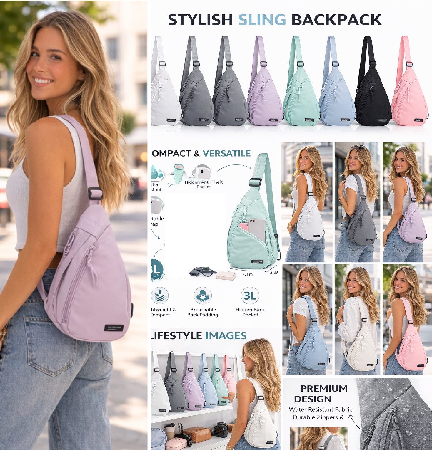 Antonio Umhängetasche Antonio Urban Line modische kleiner City-Umhängetasche extra leicht