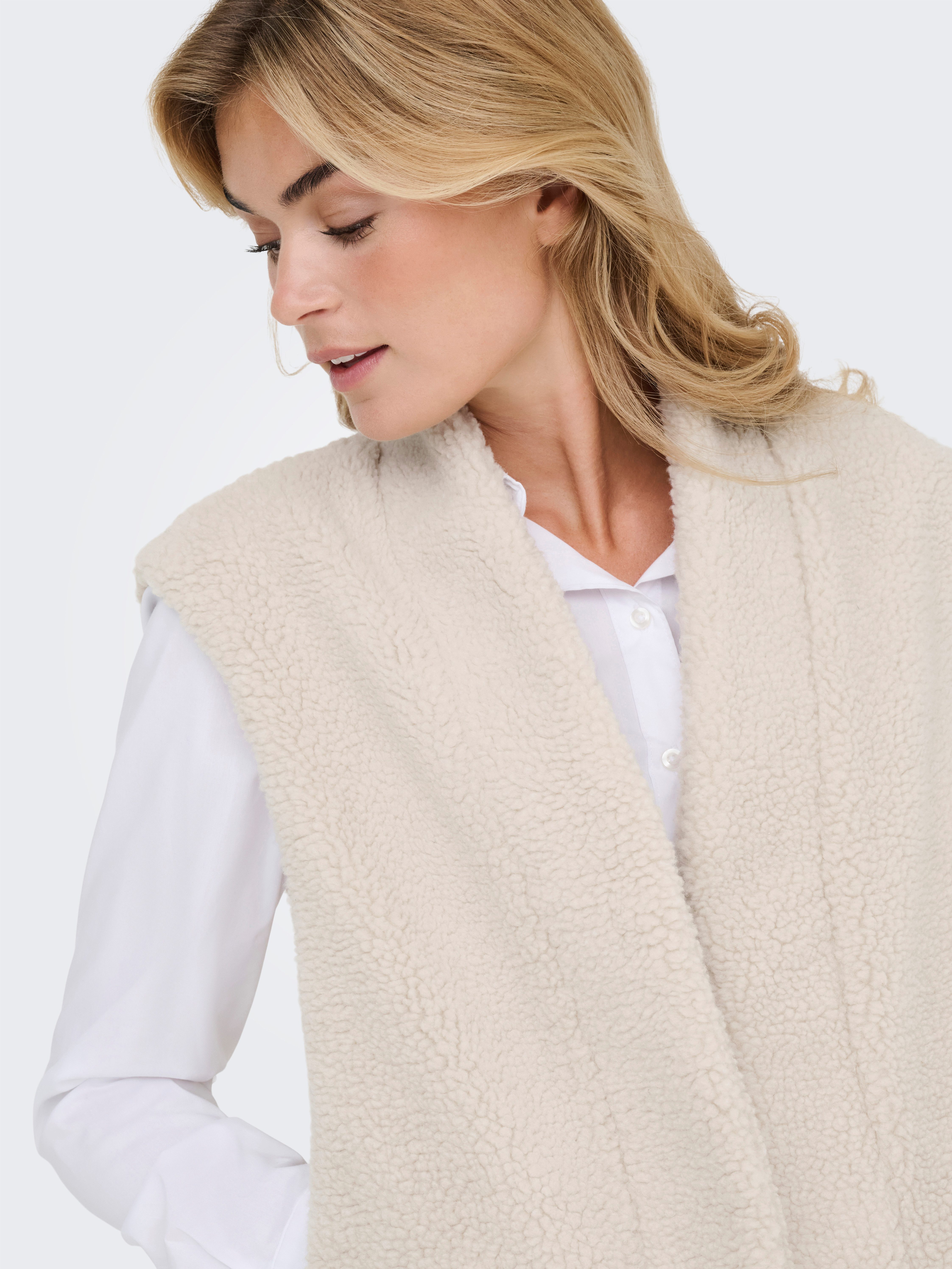 JDY Fellimitatweste JDYBIRDY LIFE TEDDY OPEN VEST OTW NOOS