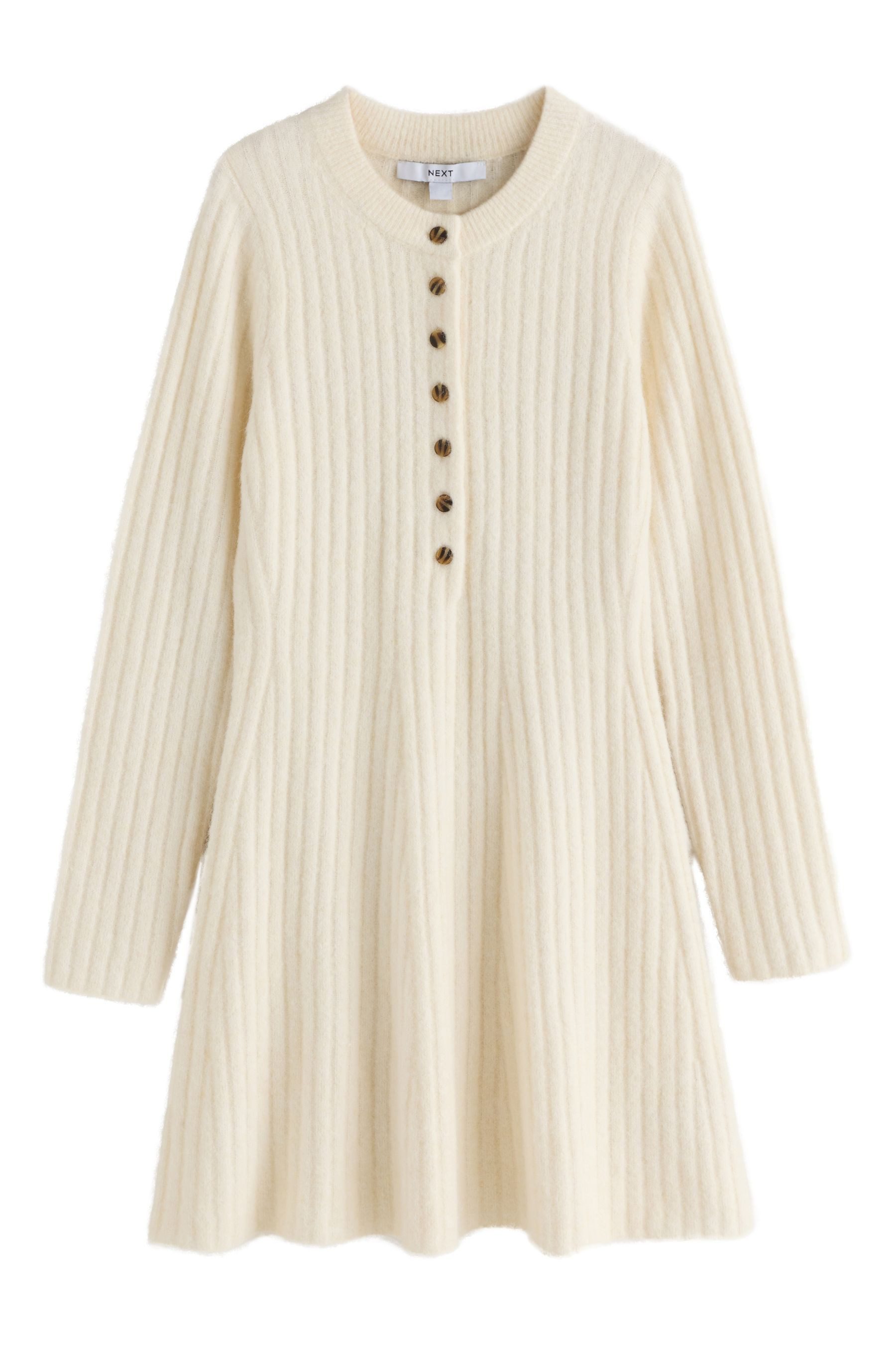 Next Minikleid Geripptes Henley-Minikleid aus Strick (1-tlg)