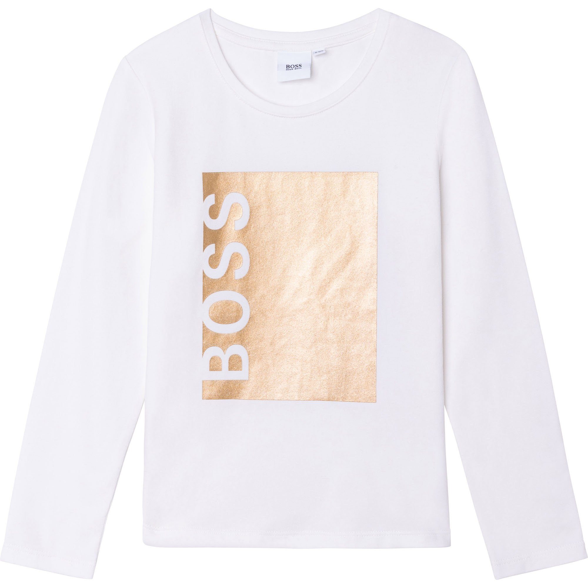 BOSS Langarmshirt Hugo Boss Mädchen Langarmshirt creme gold mit Logo
