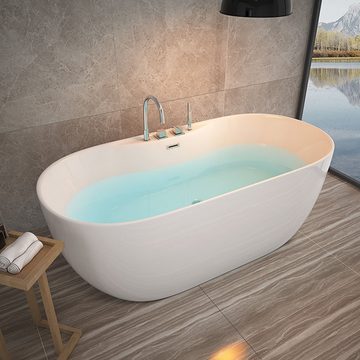 HOME DELUXE Badewanne LENI mit Armatur, (1-tlg), 170 x 80 x 58 cm - Füllmenge: 235 Liter I Freistehende Badewanne Spa