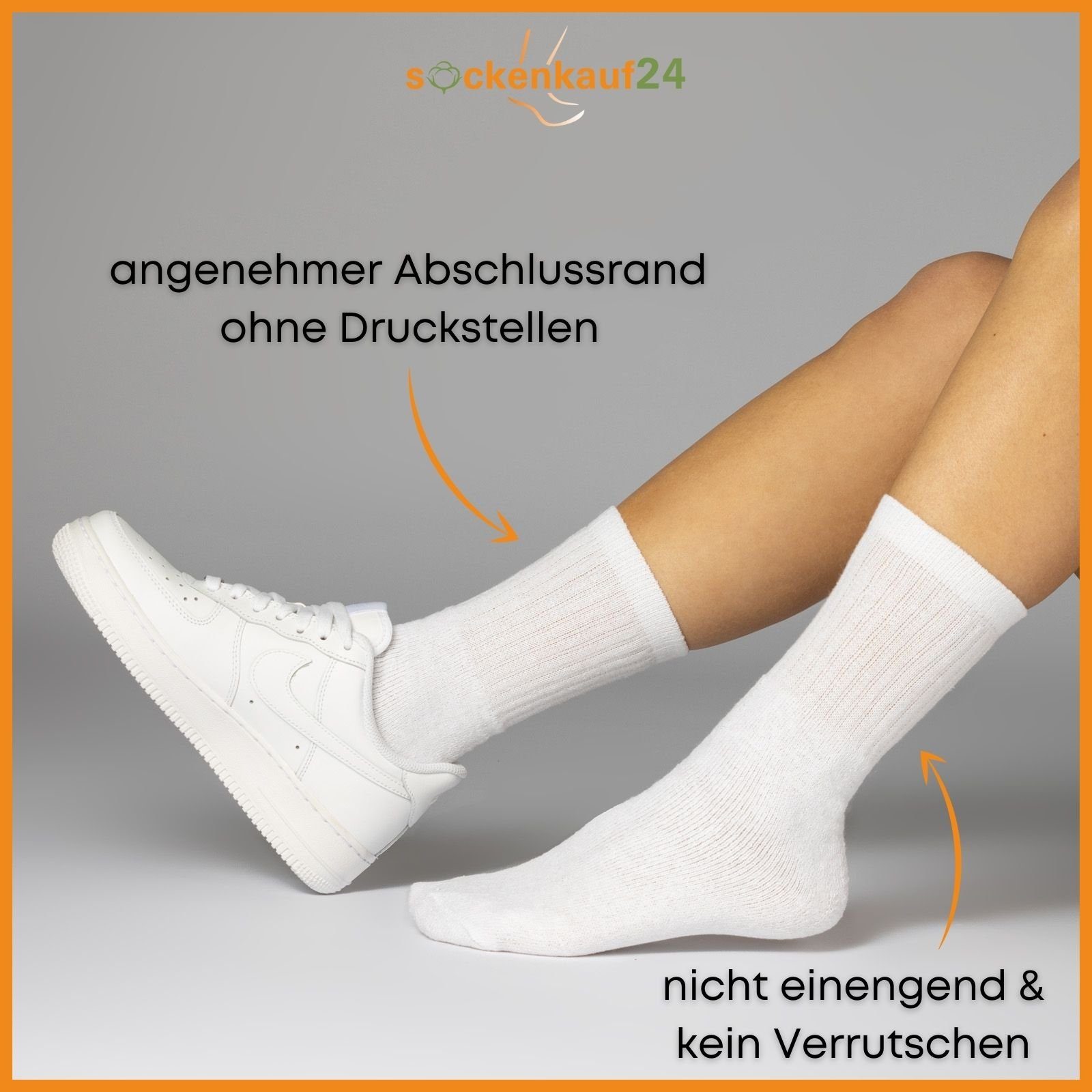 sockenkauf24 Tennissocken 10, 20, 30 Paar Sportsocken Arbeitssocken Herren & Damen (Weiß, 10-Paar, 35-38) Socken Baumwolle 10100