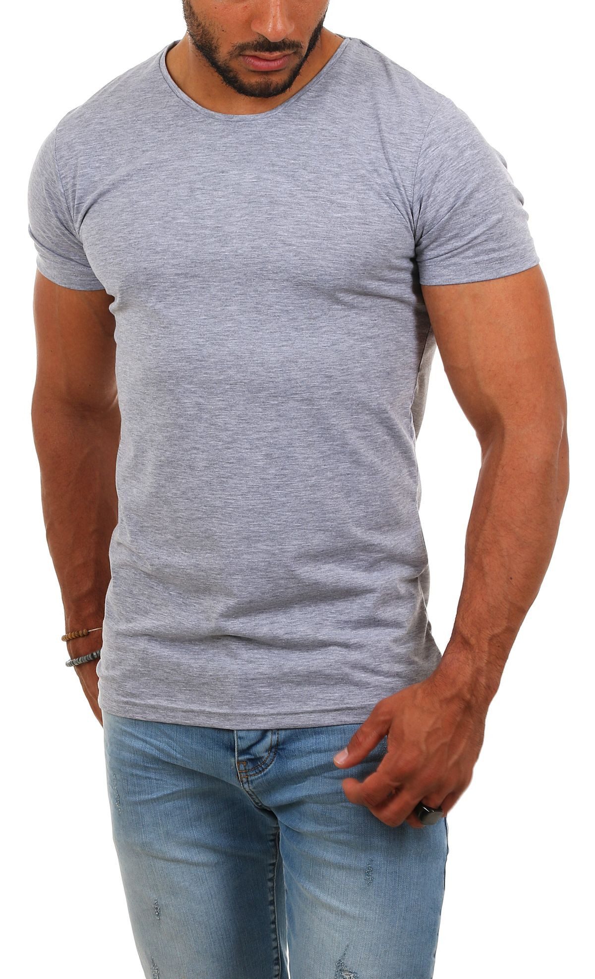 Young & Rich T-Shirt Herren Uni Basic rundhals Ausschnitt Unterziehshirt 1701 Rundhalsauschnitt unifarben kurzarm regular fit