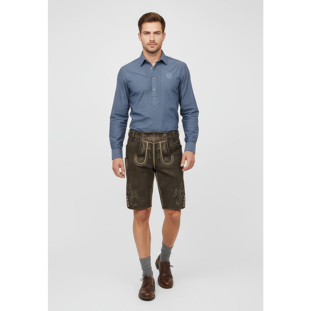 Krüger Trachtenlederhose Theodor Herren (1-tlg) Trachtenlederhose, Trachtenhose, Bayerische Lederhose, Oktoberfest