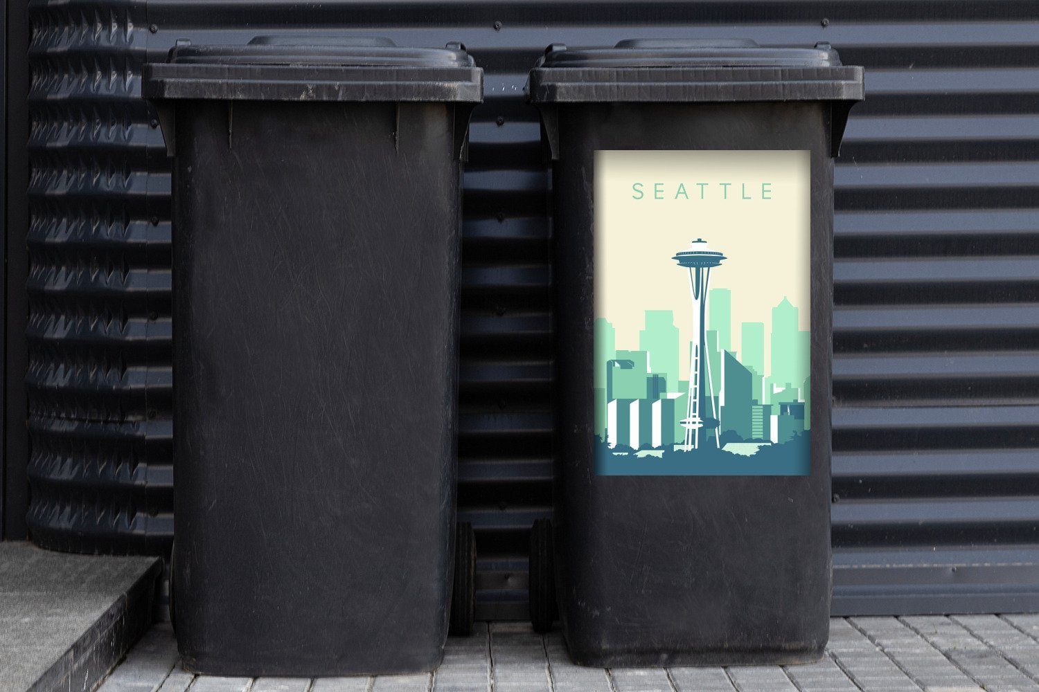 St), - MuchoWow Sticker, Wandsticker Tower Mülltonne, Mülleimer-aufkleber, Seattle Turm Seattle USA - - Amerika - Abfalbehälter (1 Container,