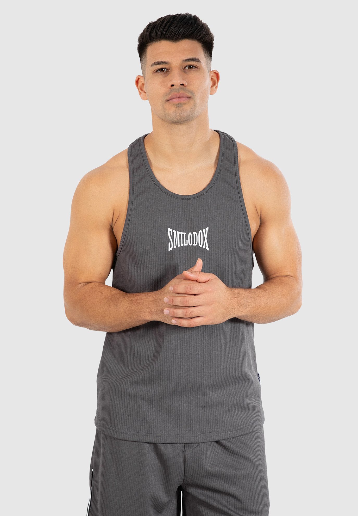 Smilodox Tanktop Classic Ripp, Stringer mit Rippstruktur, lockeres Racerback Unterhemd Gym Shirt atmungsaktiv, pflegeleicht, Funktionsshirt, Fitness Freizeit