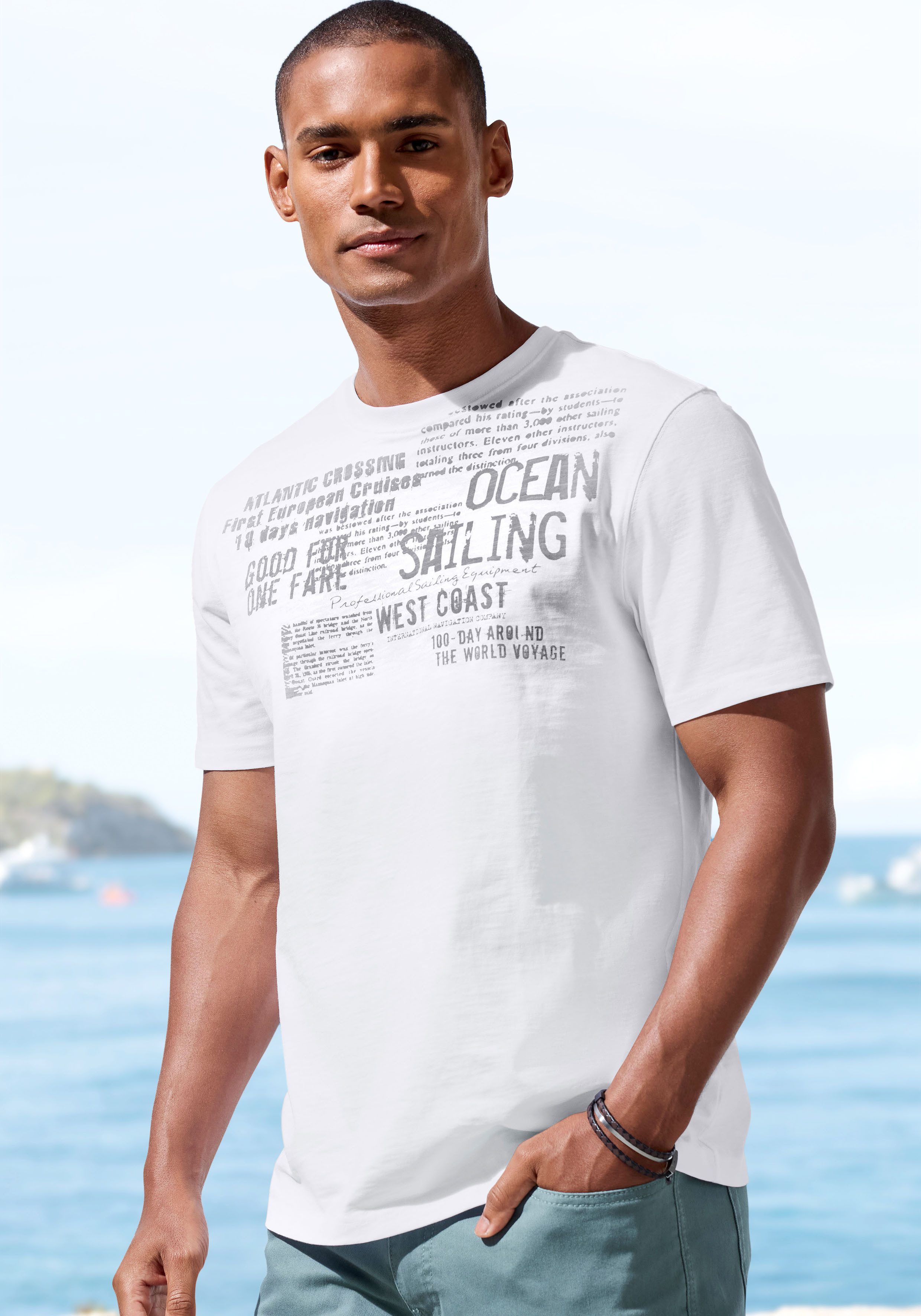 John Devin T-Shirt mit Print Regular-Fit, aus Slub-Qualität, mit Print