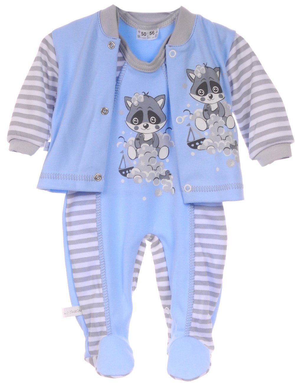 La Bortini Strampler Strampler und Hemdchen Set 2Tlg Baby Anzug in Blau (Erstlingsset 2-teilig, Anzug für Jungen) aus Baumwolle, 44 50 56 62 68 74