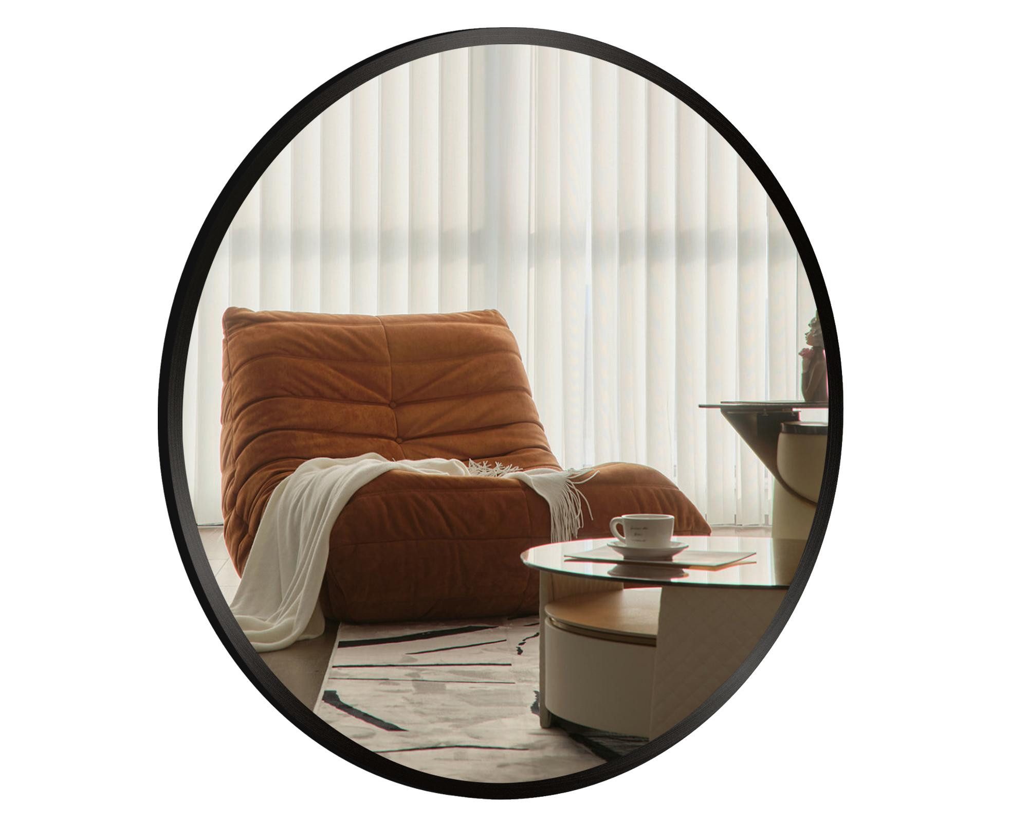 Hopibath Badspiegel Metall Alu Rahmen Wandspiegel Schwarz (Rundspiegel, 80x günstig online kaufen