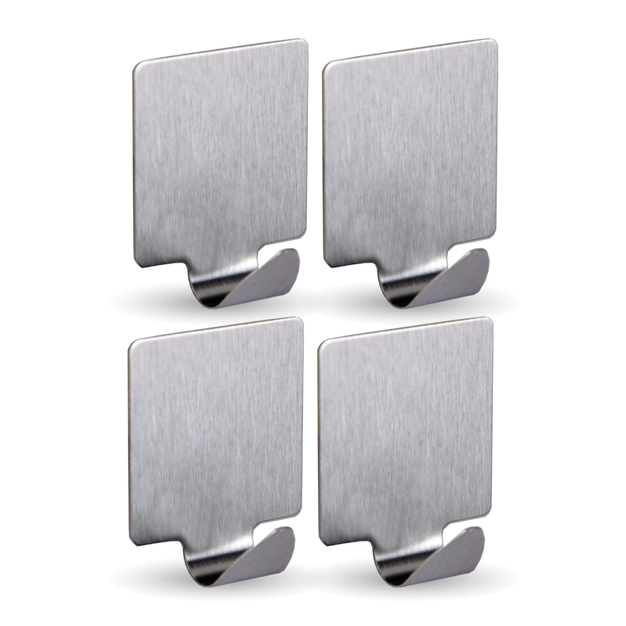 Bestlivings Wandhaken Wandhaken Edelstahl, selbstklebend, 4er, Badezimmer, Türen, Duschen, Badewannen, Vorhänge, Küche, (4-St), Silber aus Edelstahl, Rostfrei Aufhänger Bilderhaken ohne Bohren