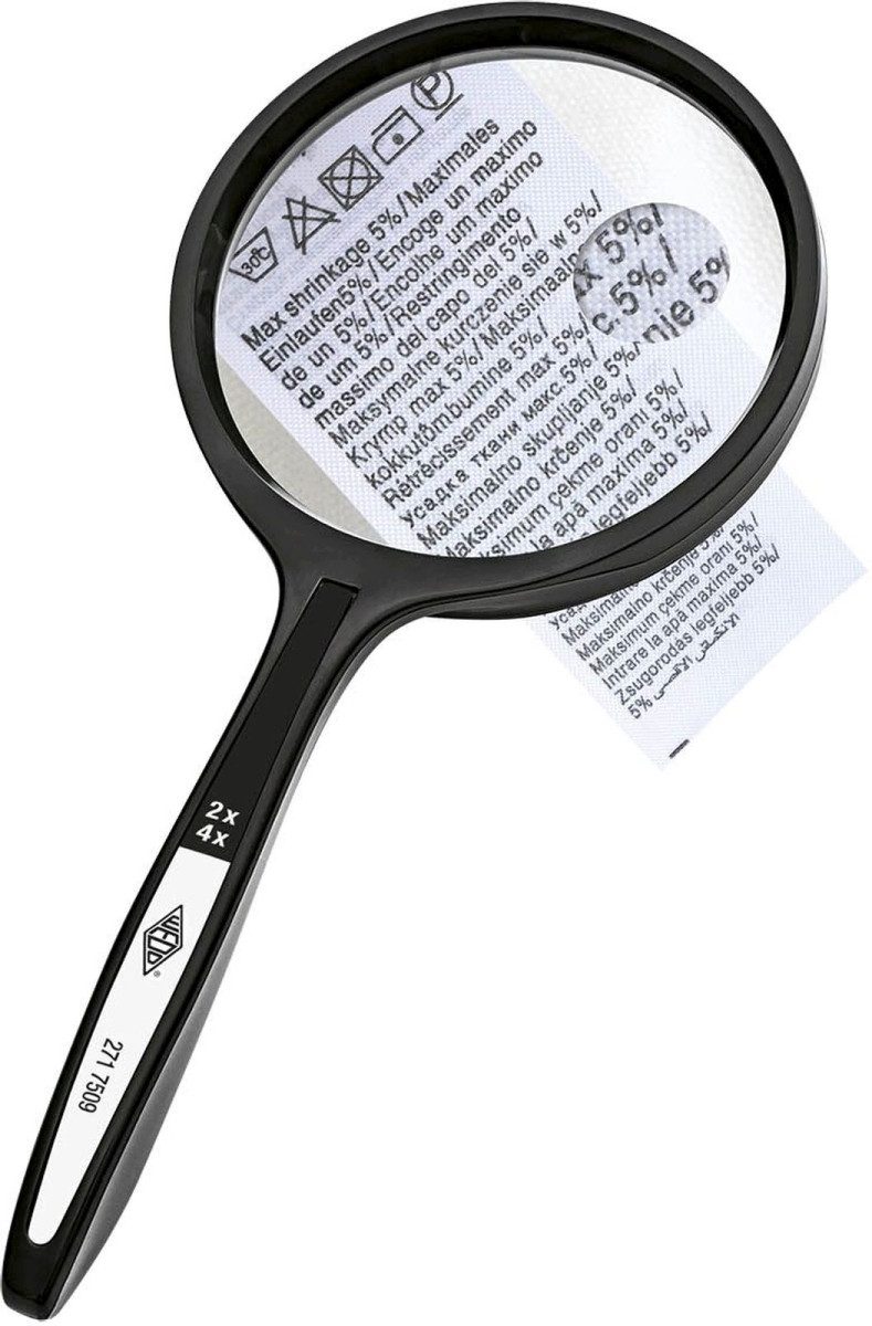 WEDO Taschenlupe Lupe rund 74,5mm Kunststoff Vergrößerung 2+4-fach schwarz