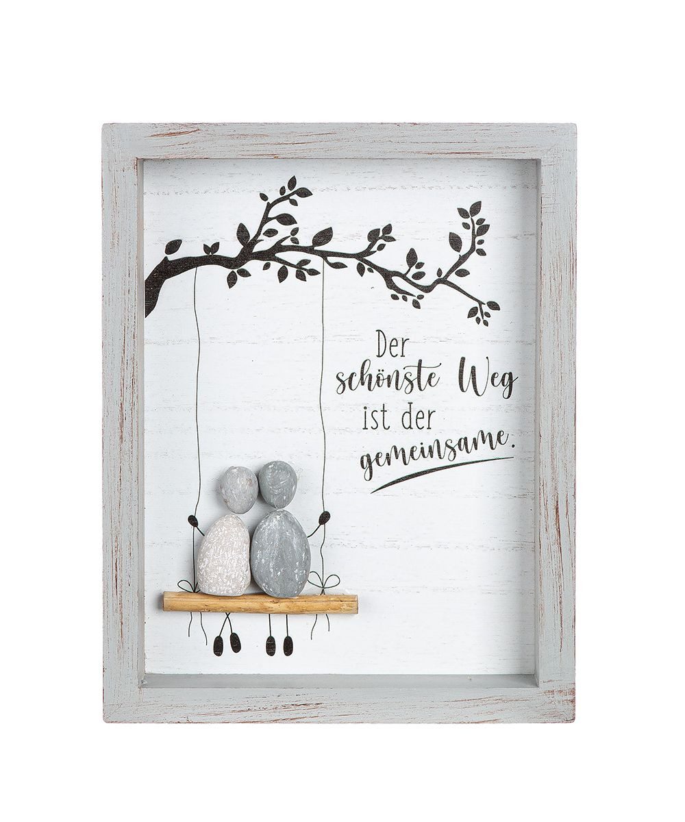 GILDE Dekoobjekt Steinbild 51822-2 – „Der schönste Weg ist der gemeinsame“ – 19,5×25 cm