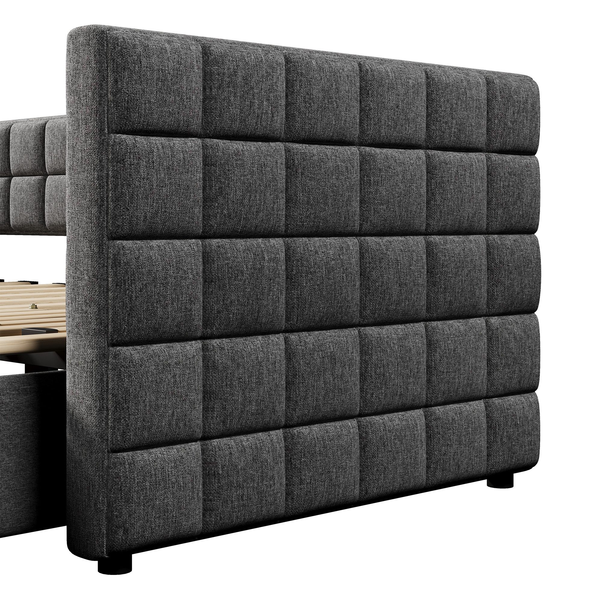 STILVORA Schlafsofa Polsterbett 90/180×200cm ausziehbares Daybett mit Schubladen, Luxuriöses Samt-Tagbett 90x200 cm mit quadratischer Rückenlehne, ausziehbar auf 180 cm, 2 Schubladen für Stauraum, ohne Matratze