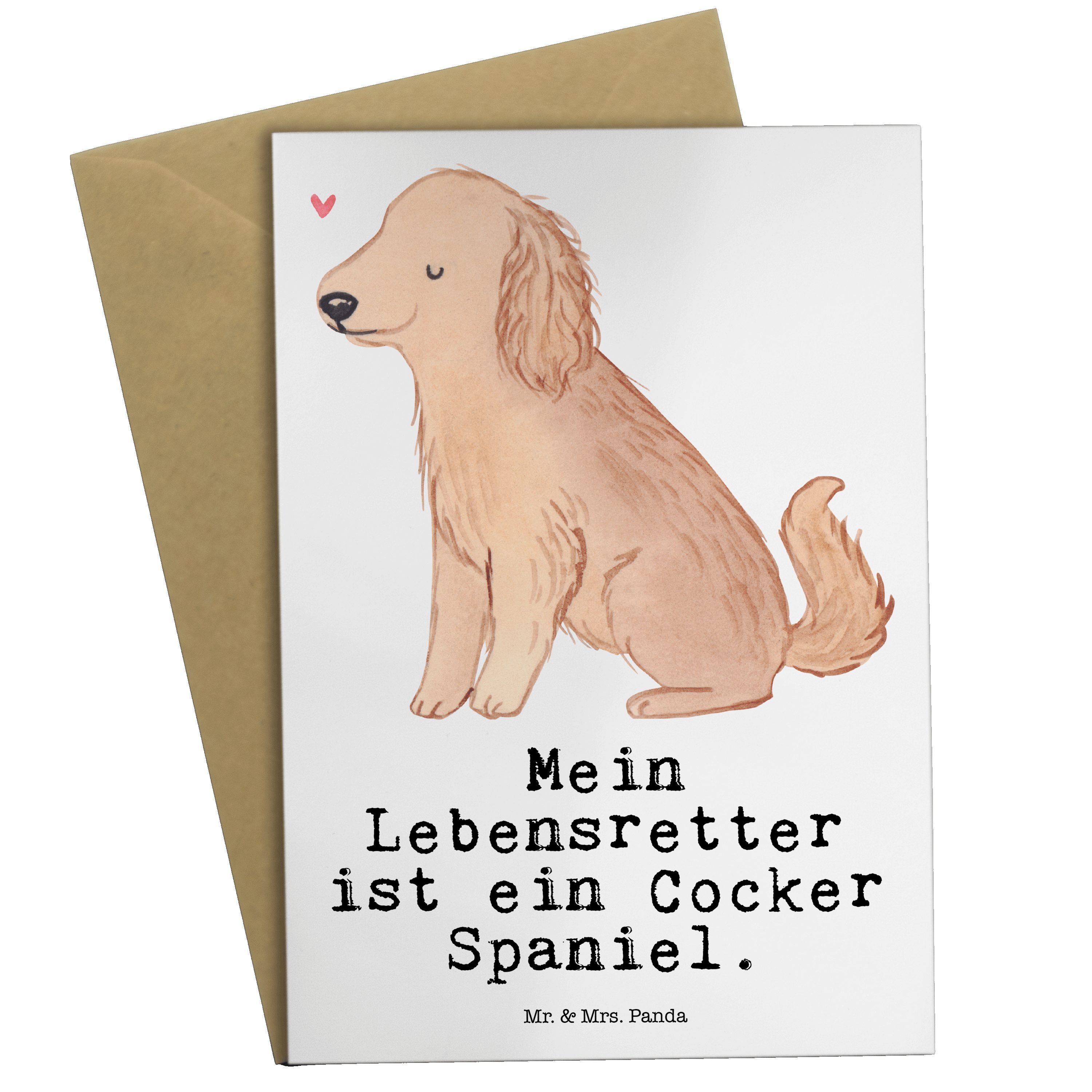 Mr. & Mrs. Panda Grußkarte Cocker Spaniel Lebensretter - Weiß - Geschenk, Klappkarte, Hundebesit