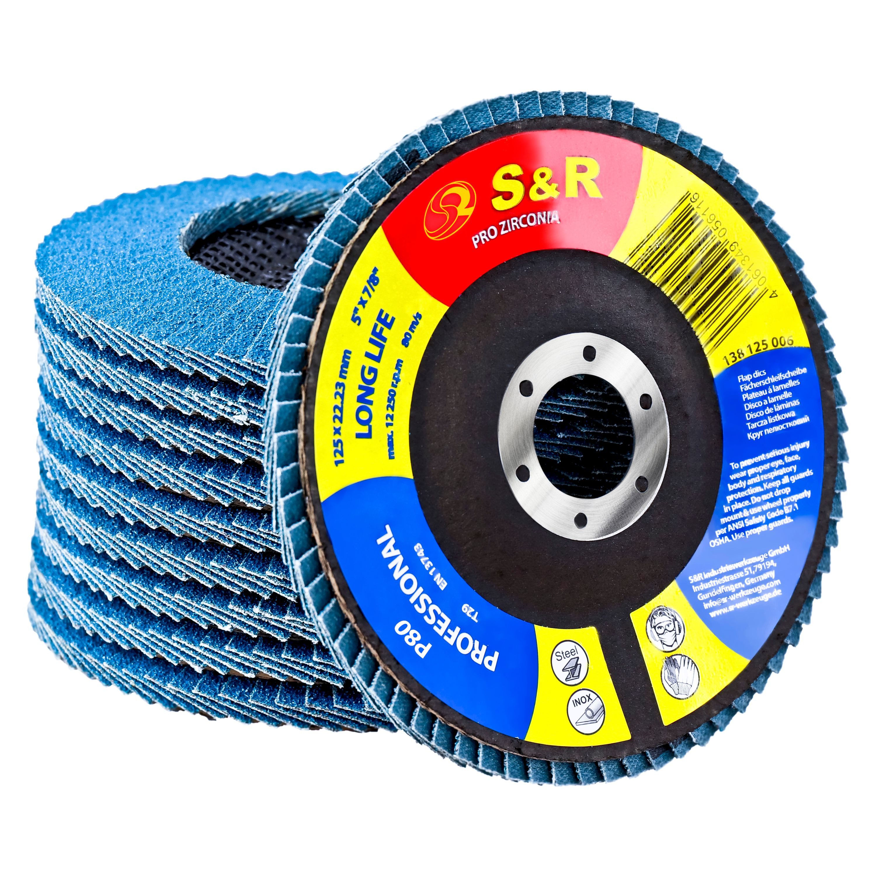 S&R Schleifscheibe Fächerschleifscheiben Set, 125 x 22,23 mm, Profi Qualitä günstig online kaufen