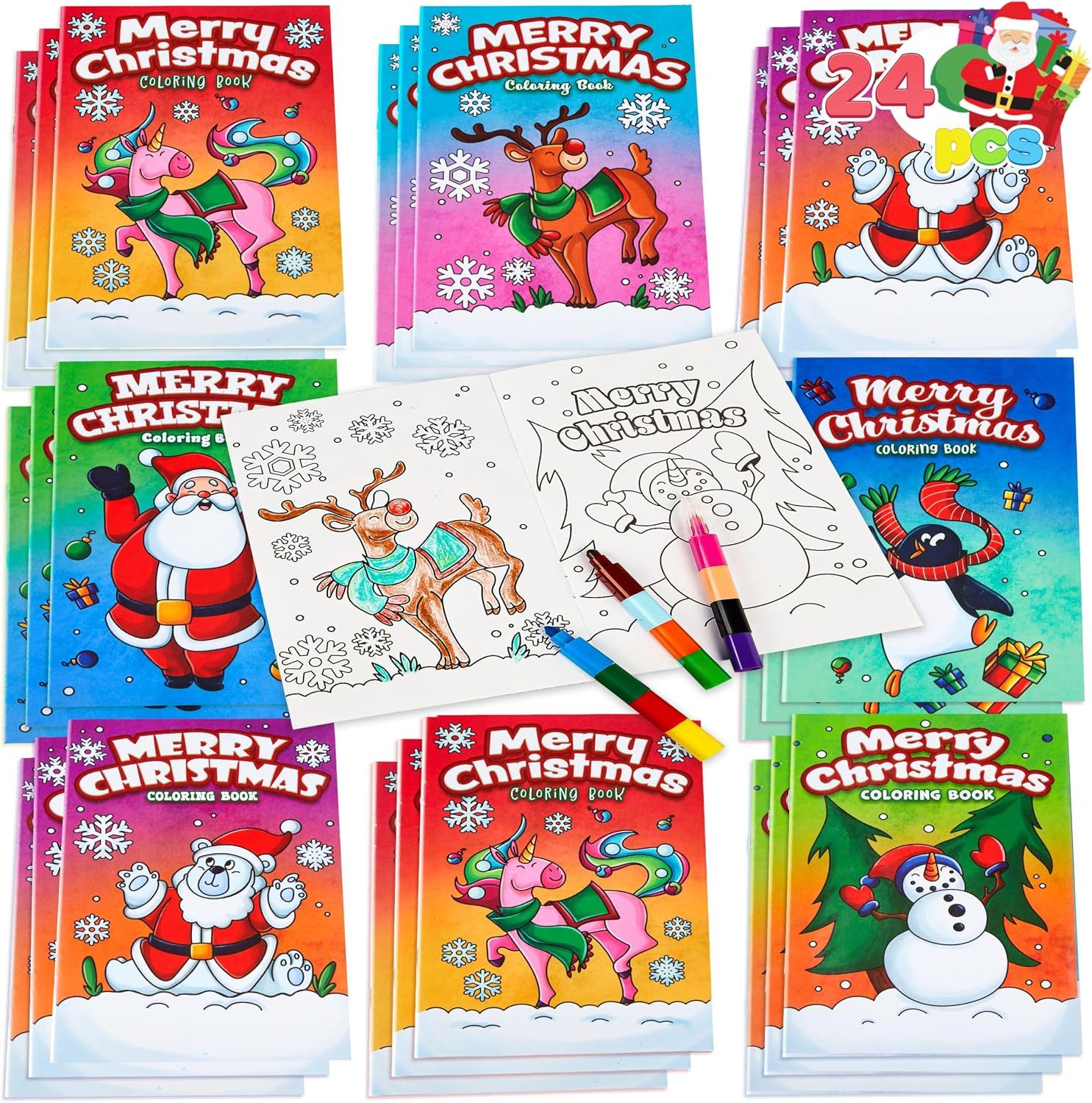 JOYIN Malbuch JOYIN 24 Pcs Weihnachtsmalbuch für Kinder, Mini-Weihnachtsmalbücher