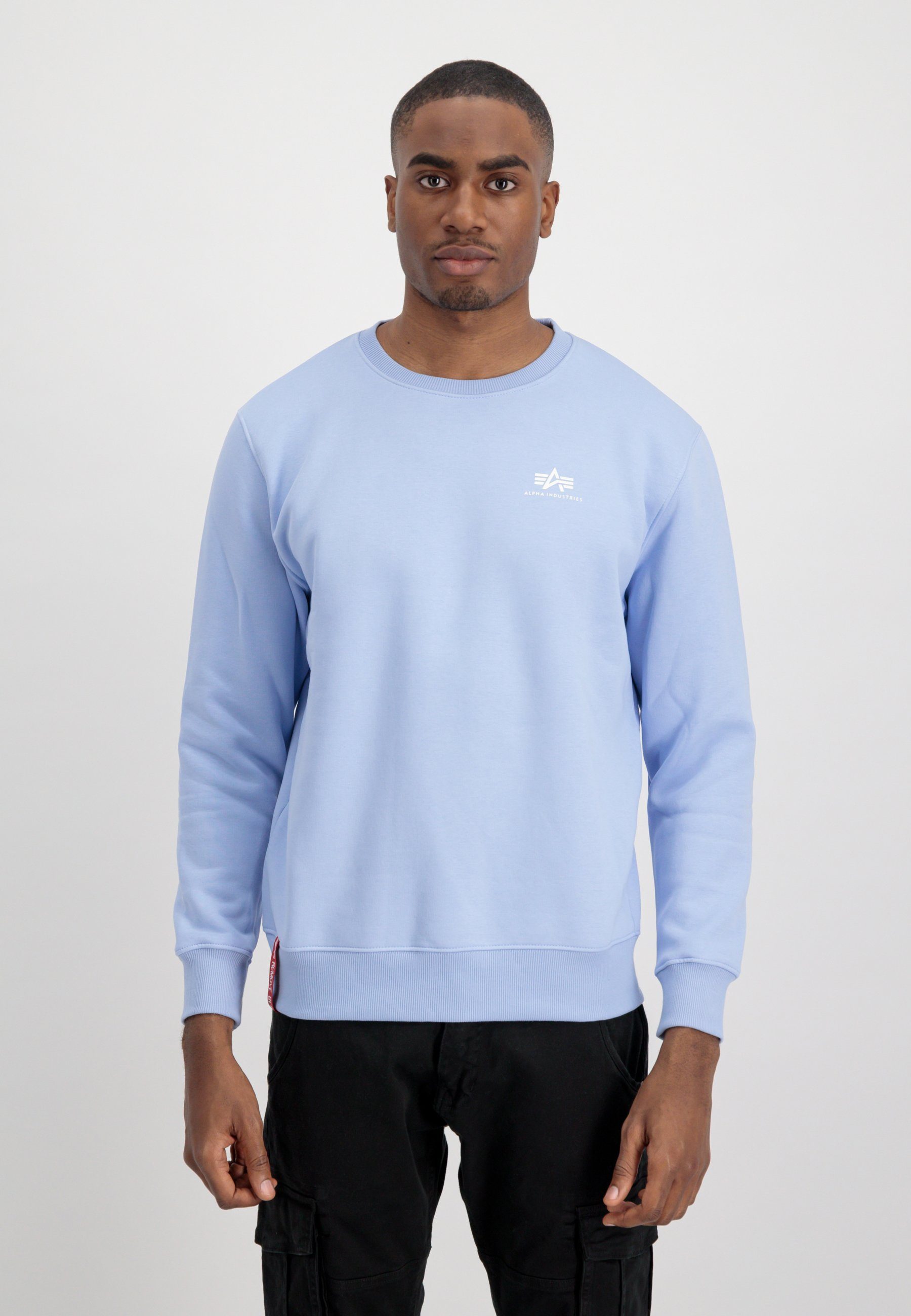 Men Alpha Industries Small Sweater light Sweatshirts Logo Industries Sweater - Basic blue Alpha