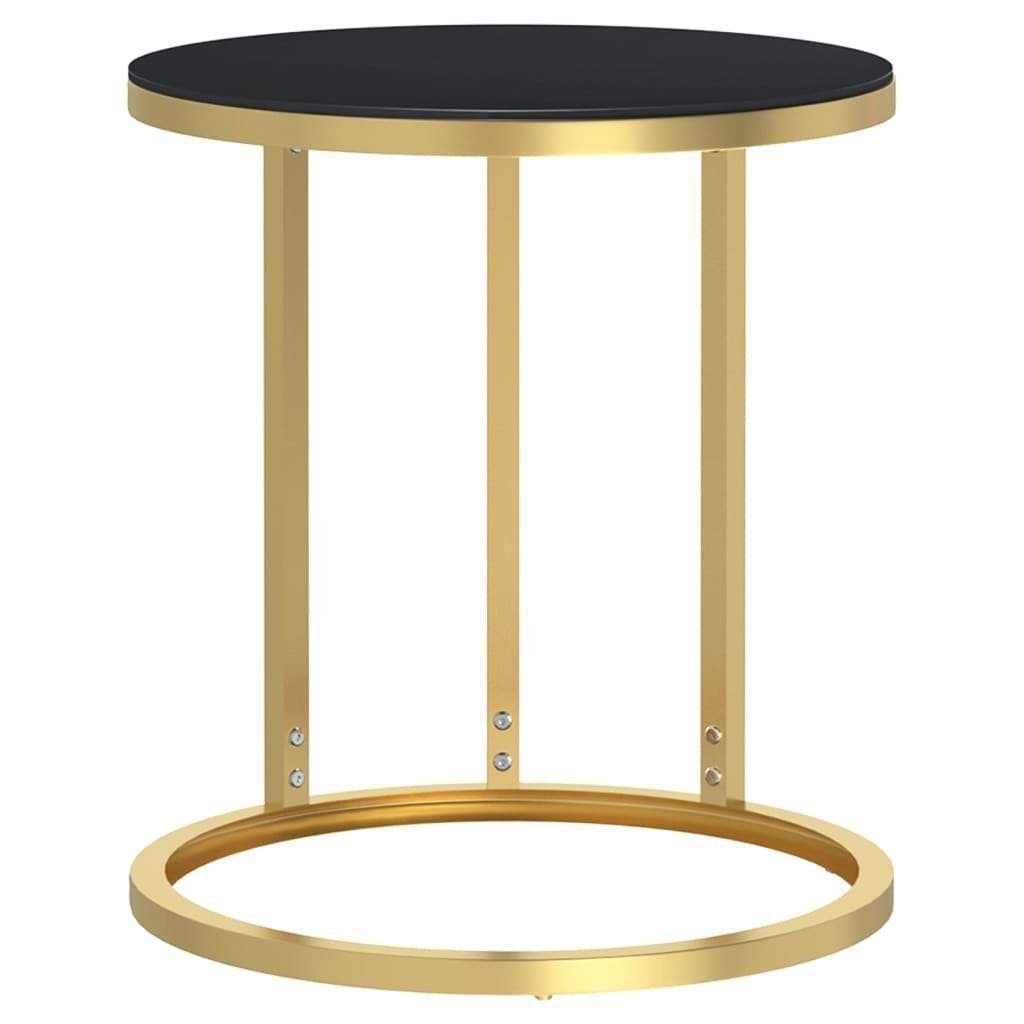 | 45 vidaXL Beistelltisch Golden Hartglas Beistelltisch und und Golden cm (1-St) und Golden Schwarz Schwarz Schwarz