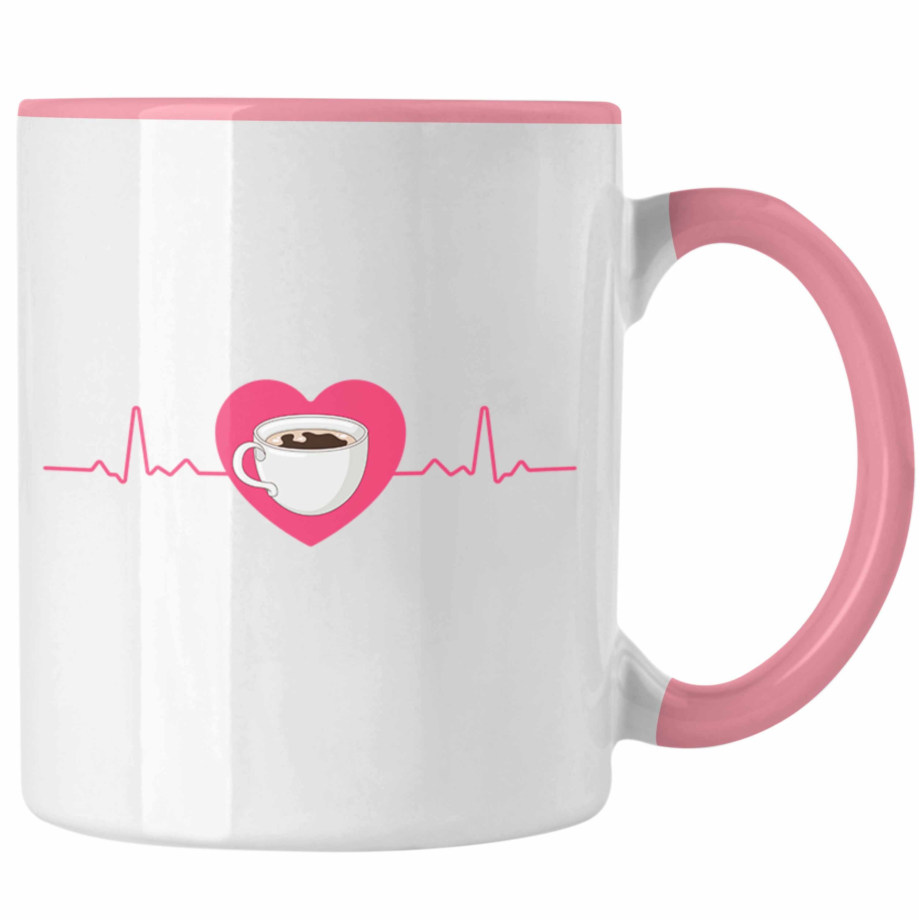 Herzschlag Tasse - Arbeit Kollege Geschenk Kaffeetrinker Trendation Kollegin Geschenkidee Trendation Kaffee Grafik Rosa