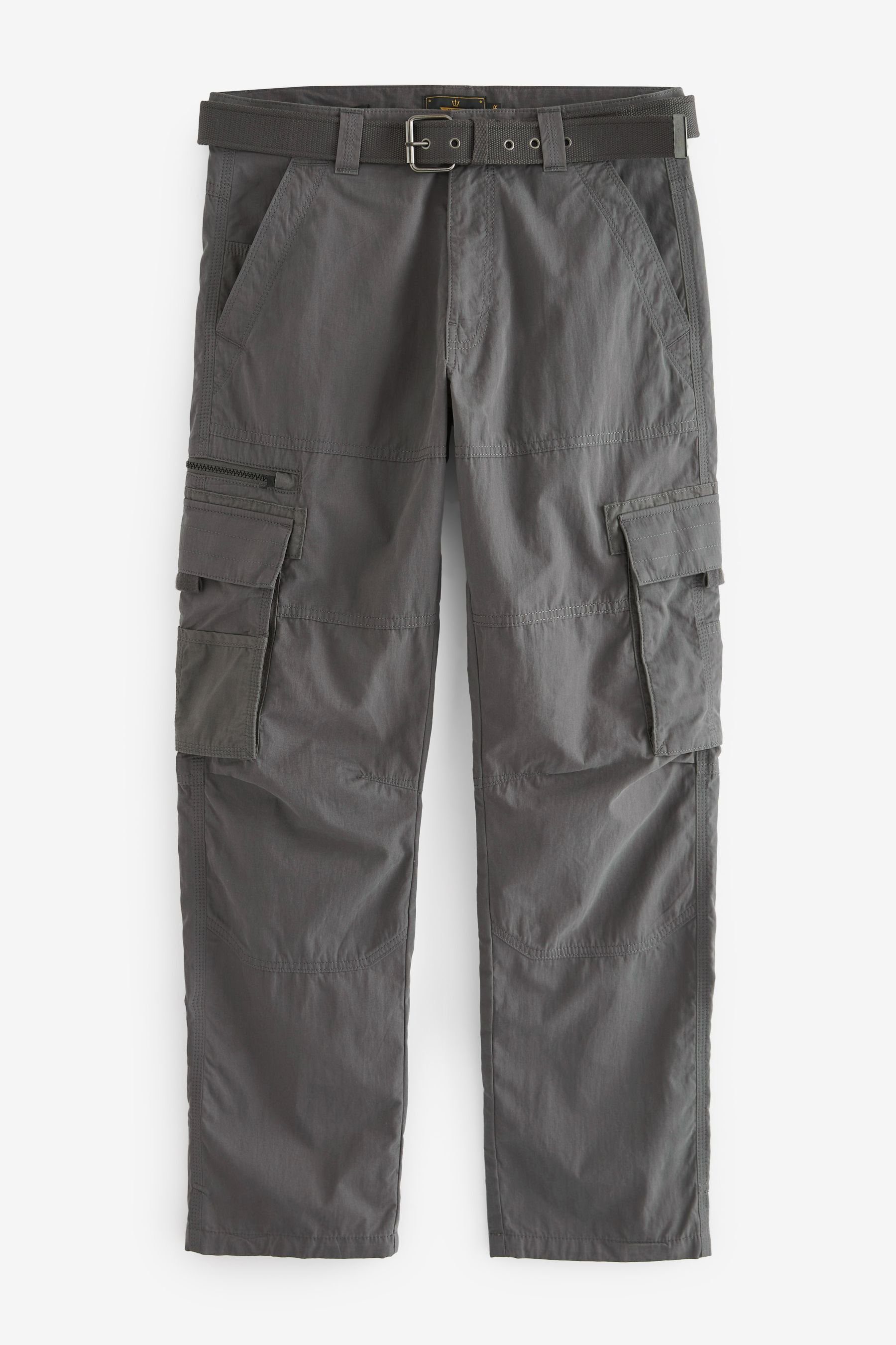 Cargohose Gürtel Charcoal (2-tlg) Tech Cargohose Grey mit Next Fit Relaxed