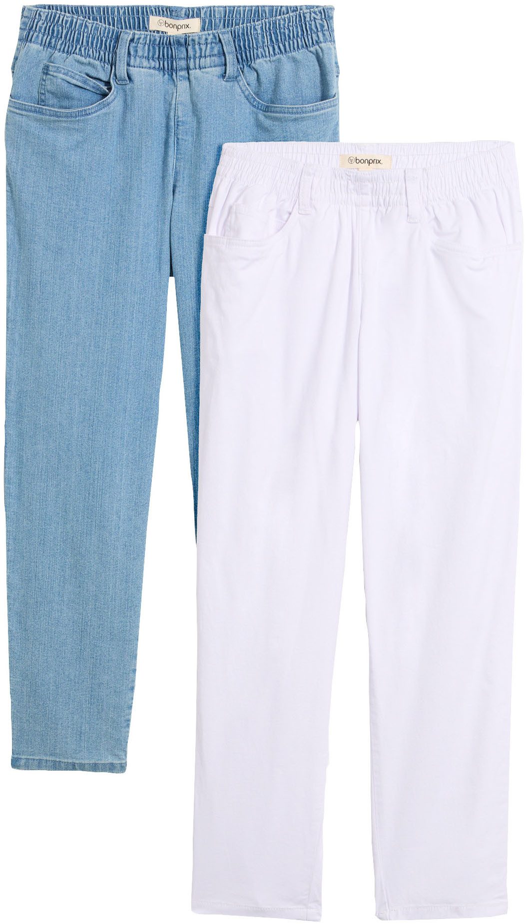 bonprix Straight-Jeans (Packung, 2-tlg) gerades Bein, mit erhöhtem Gummibund, in Stretch-Qualität