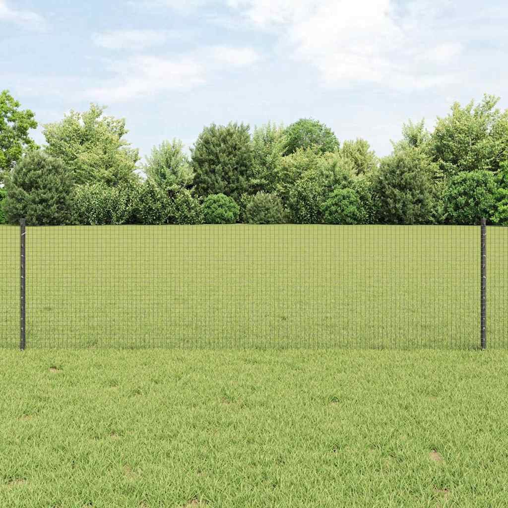 vidaXL Gartenzaun Geschweißter Drahtzaun mit Pfosten 50 x 0,6 m Grau Netz, (1-St)