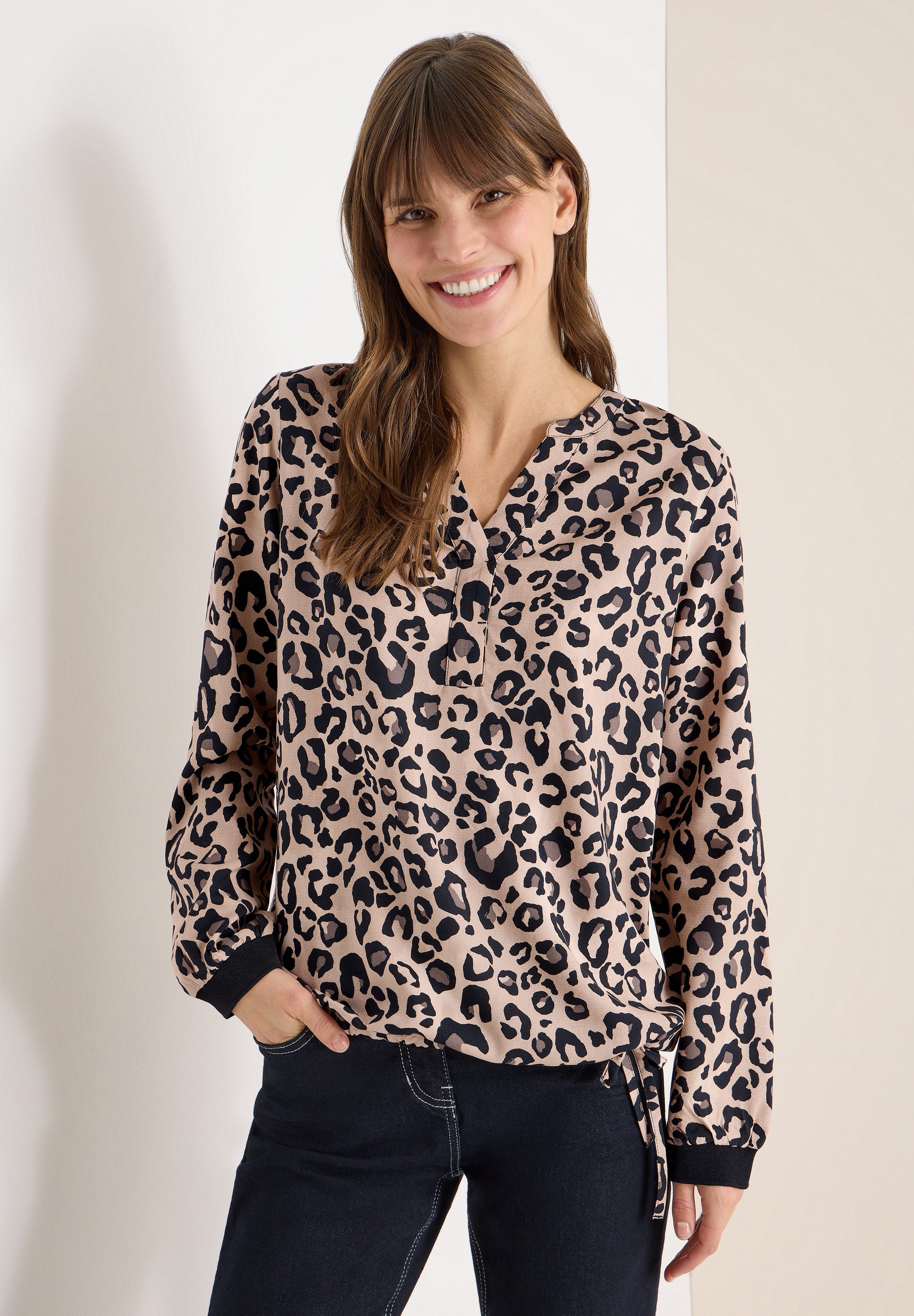 CECIL Langarmbluse mit Leoprint